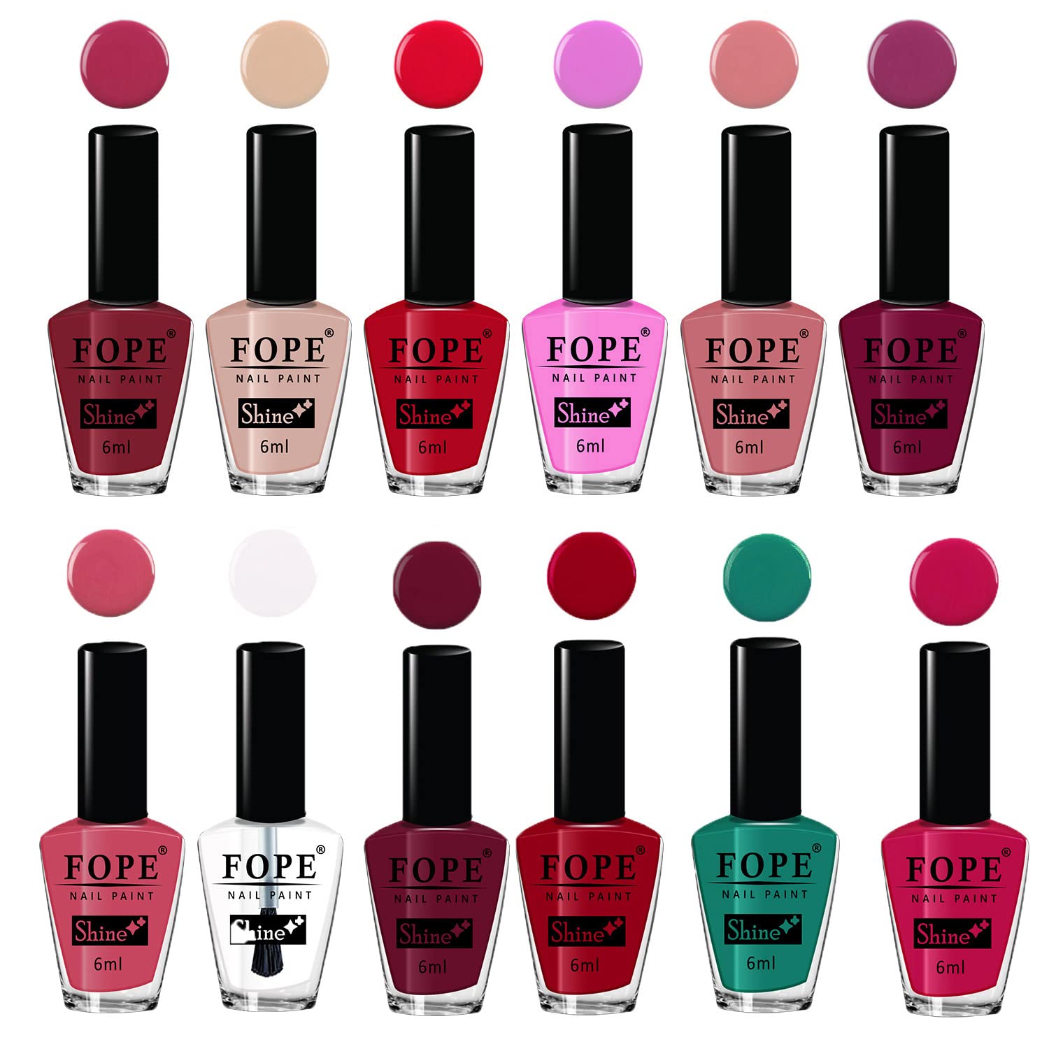 FOPE Enamel Splash 12-Piece Quick-Dry Nail Polish Set - Chip-Resistant, Long-Lasting Glossy Nail Paint for Women | Perfect for Home Manicures, Salon Use & Gift Giving