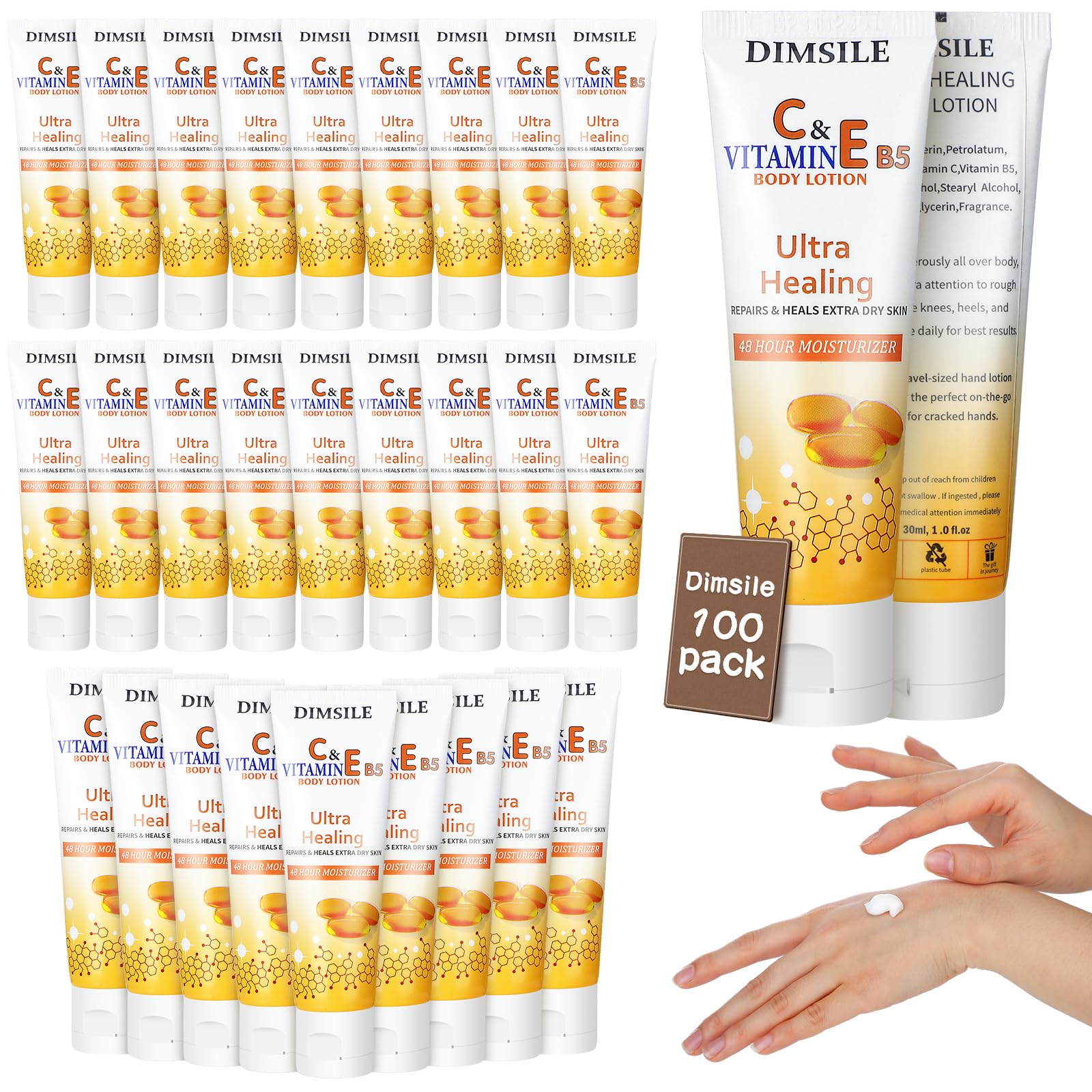 100-Pack Natural Style Travel-Size Body Lotion 1 oz - Intense Moisturizing Lotion for Dry Skin with Flip-Top Cap - Perfect for Hotels, Airlines, Gyms, Offices & Travel Essentials - Great for On-The-Go Hydration & Skincare Routine