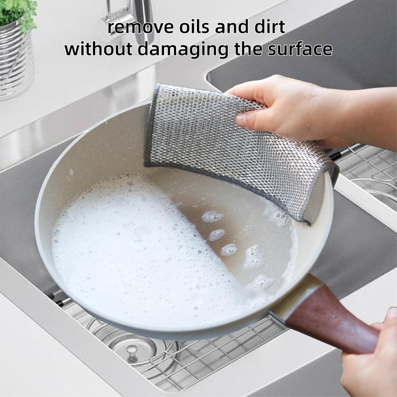 TREZOX Stainless Steel Scrubber - Non-Scratch Dishcloth for Sinks & Counters (6 Pack) - Perfect for Kitchen Cleaning