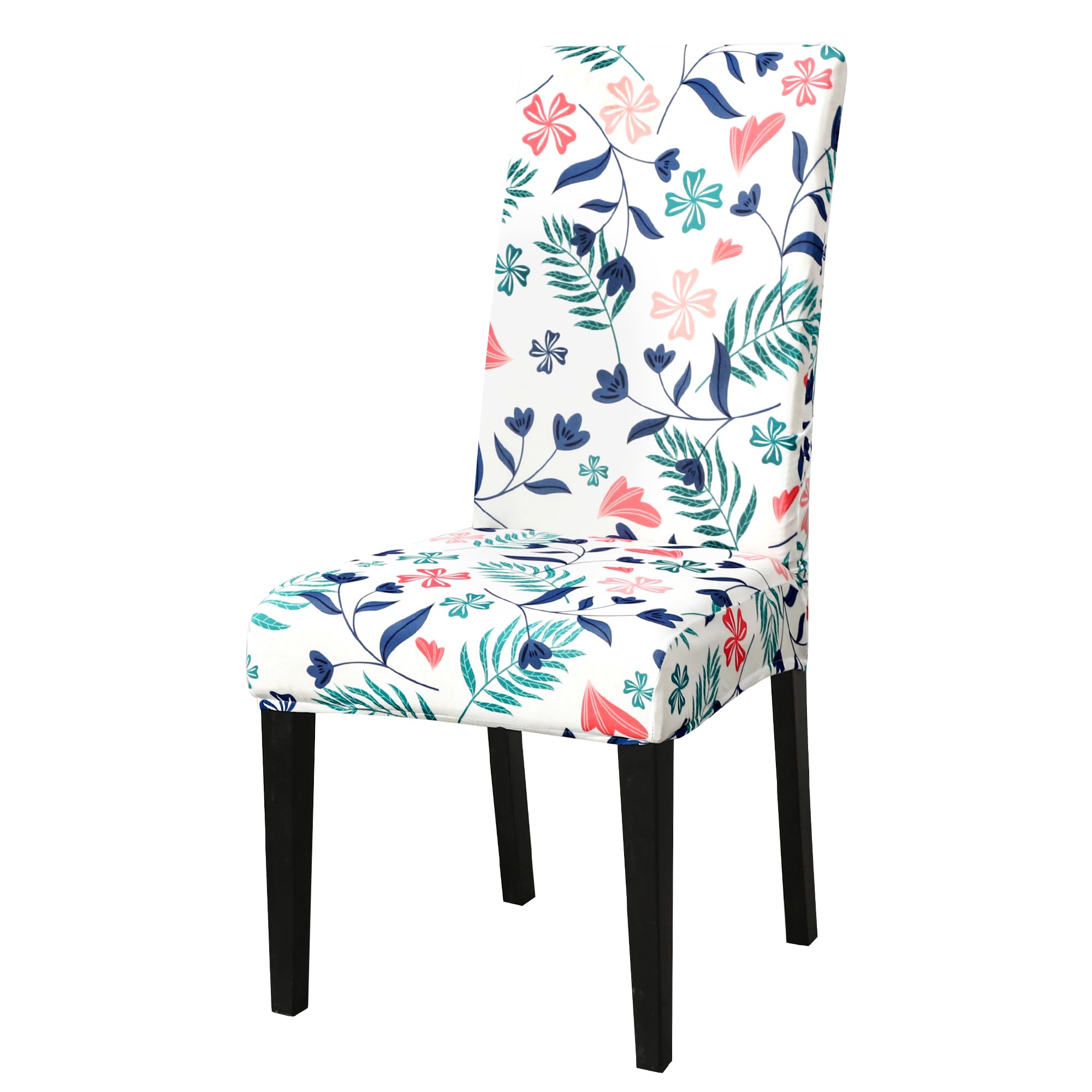 Stretchable Dining Chair Covers 4 Pack - Floral Leaves Pattern Slipcovers for Parsons Chairs | Fits Dining Room, Kitchen, Living Room & Hotel Use | Washable & Elastic Fabric for Easy Installation