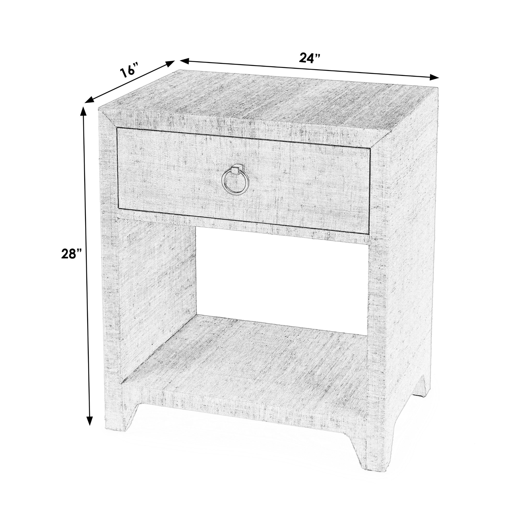 Coastal Natural Saguran Raffia Single Drawer Nightstand - Boho Bedside Table with Woven Rattan Design for Bedroom, Living Room & Guest Room Decor