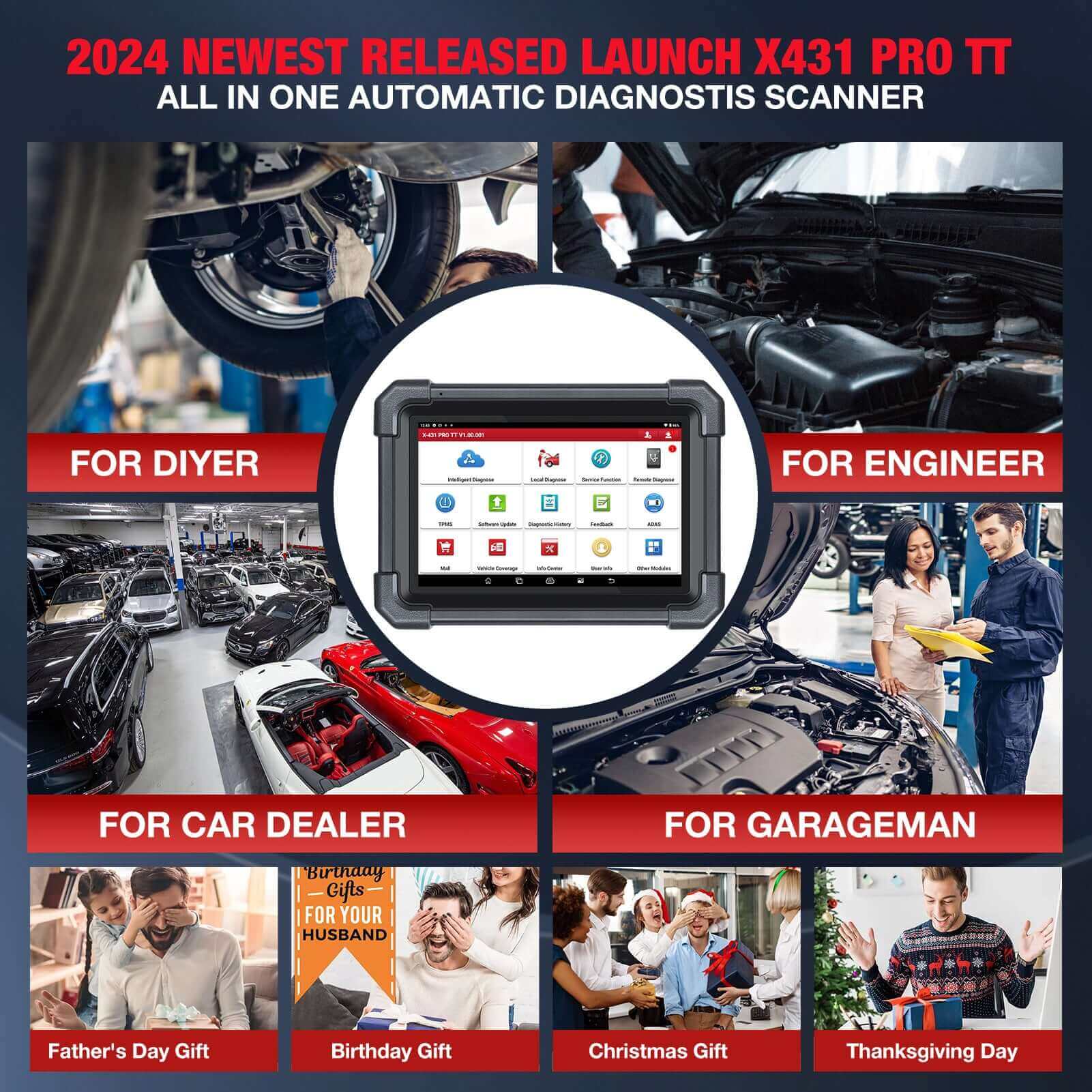 LAUNCH X431 PRO TT Bidirectional Scan Tool with DBS Car VII Connector - 37+ Resets, ECU Online Coding, CANFD Key IMMO for All Cars | Professional Automotive Diagnostic Scanner for Mechanics & DIY Enthusiasts