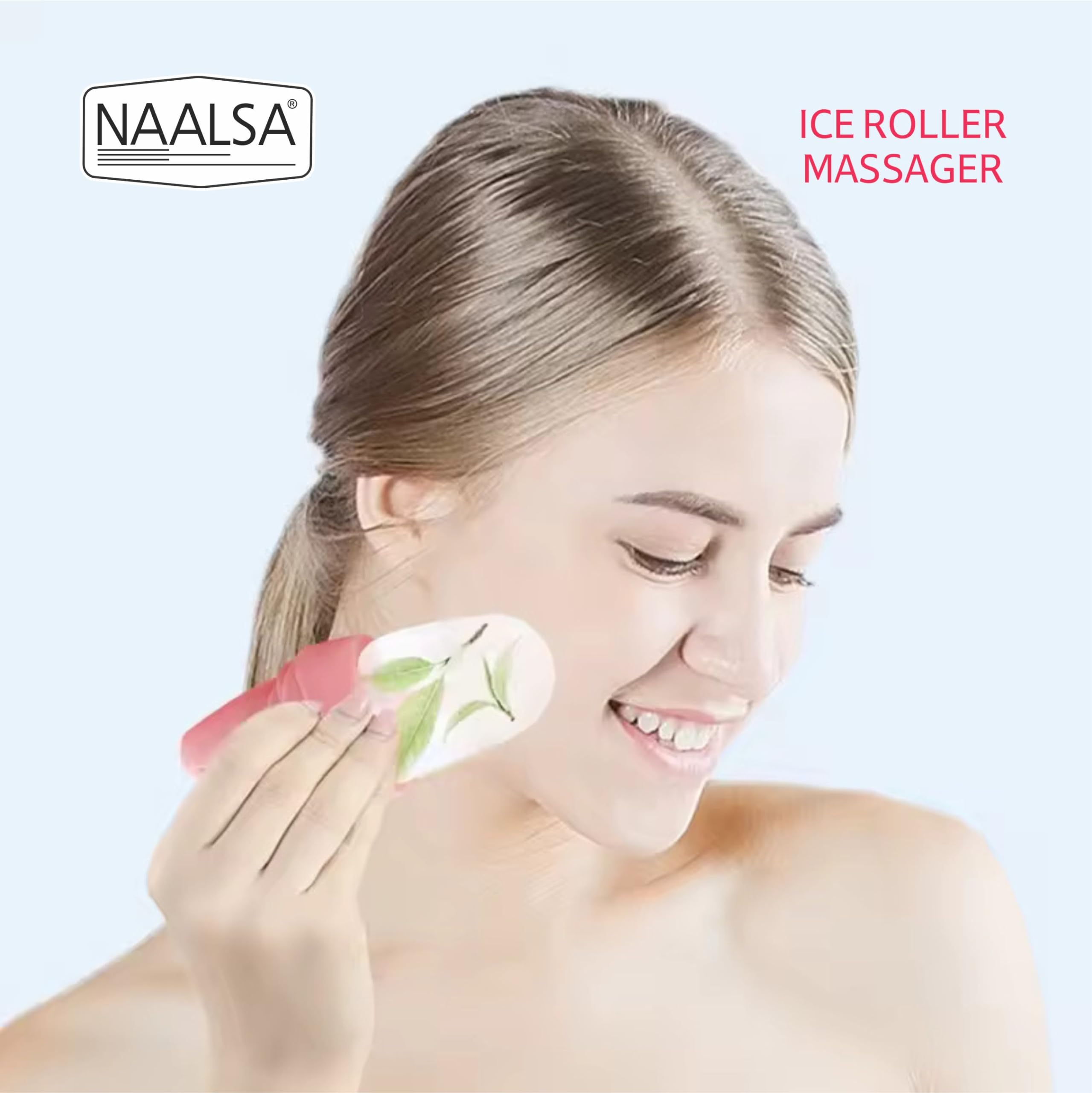 NAALSA ROSE Ice Roller for Face - Cooling Facial Massager for Women & Men - Reduce Puffiness, Dark Circles & Glowing Skin - Perfect for Morning Routine & Post-Workout Skin Care