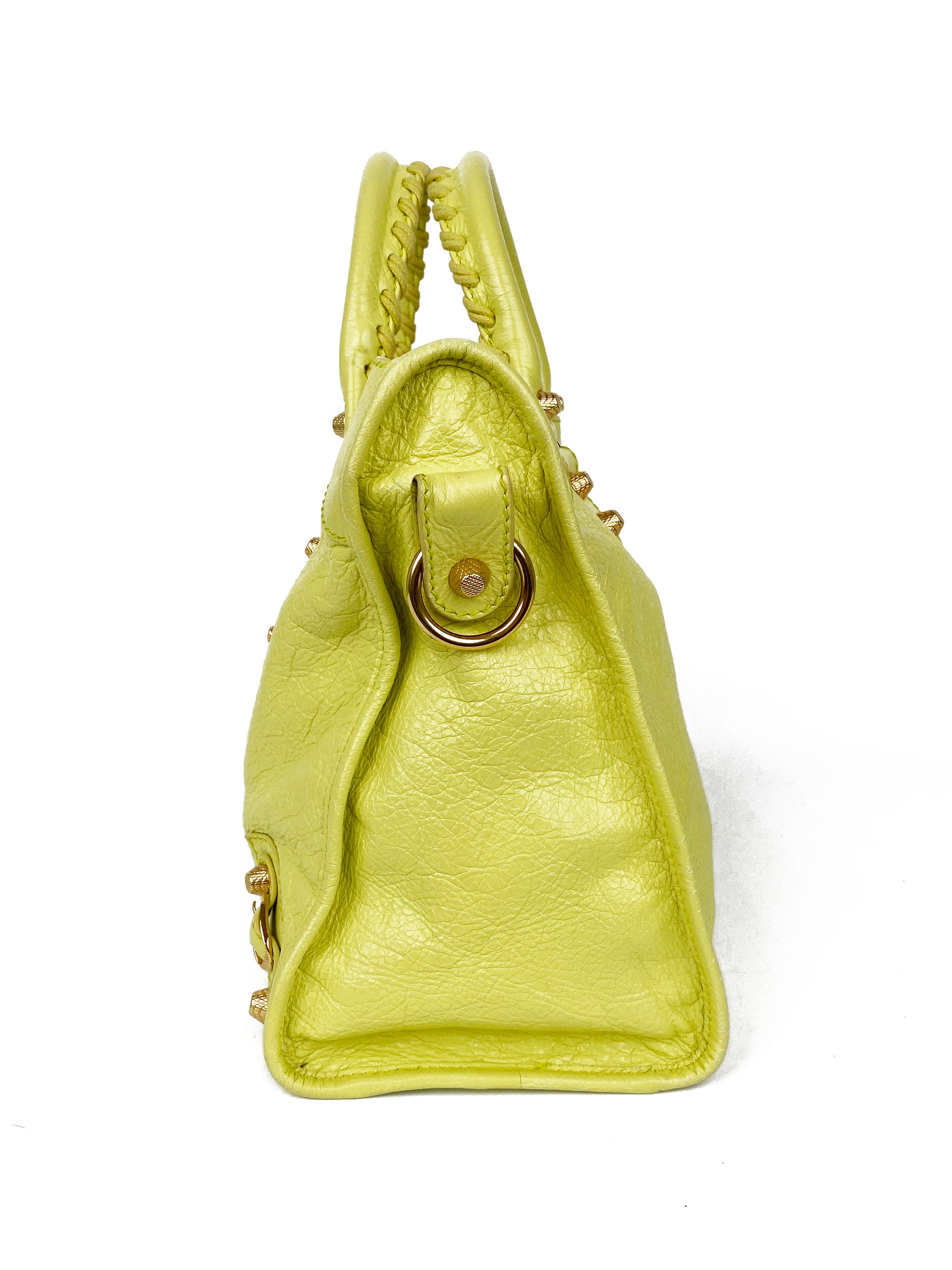 Balenciaga Pistachio Yellow Medium City Bag - Luxury Designer Handbag for Women | Perfect for Work, Travel & Everyday Use