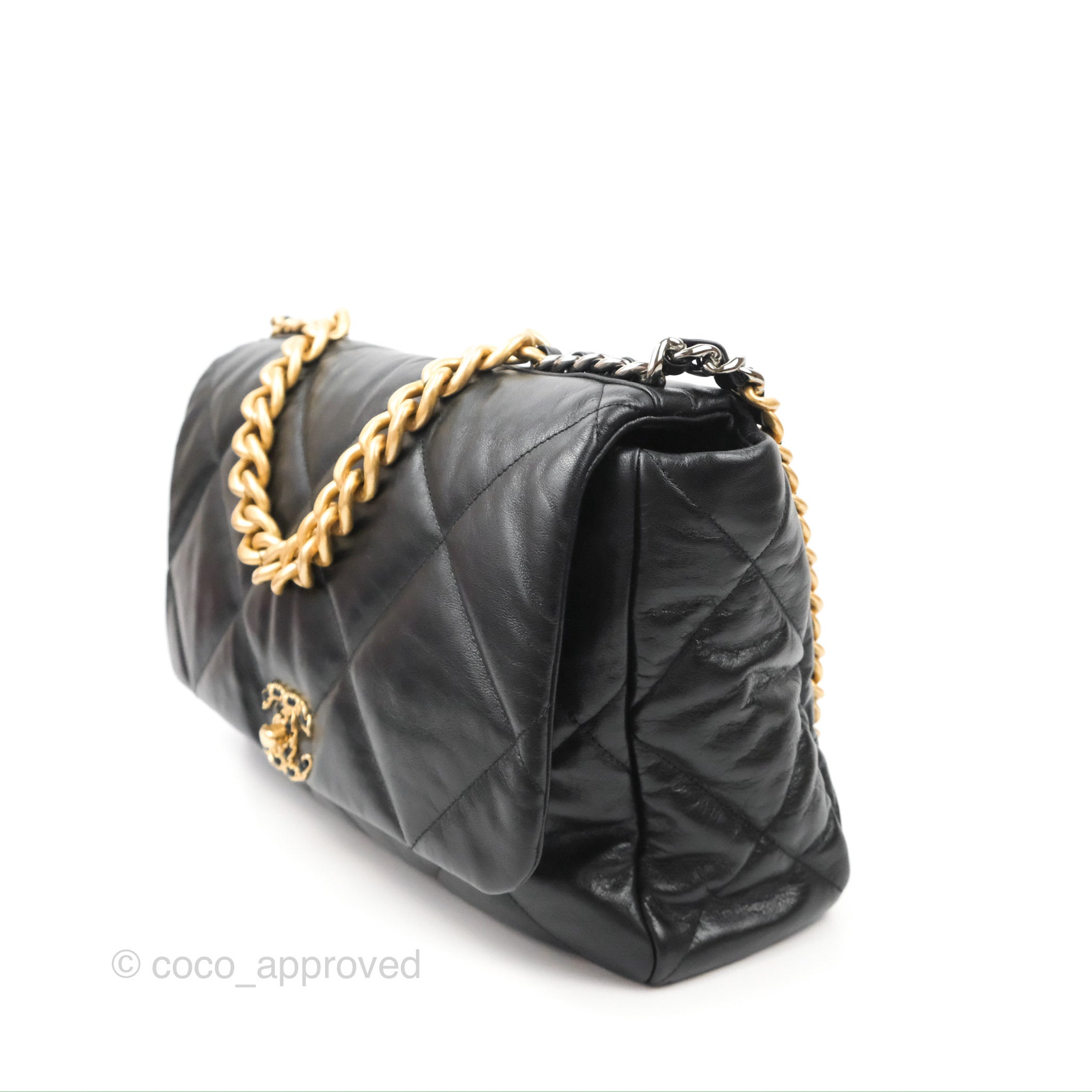 Chanel 19 Maxi Flap Bag Black Goatskin Leather with Mixed Metal Hardware - Luxury Designer Handbag for Women, Perfect for Evening Events & Special Occasions