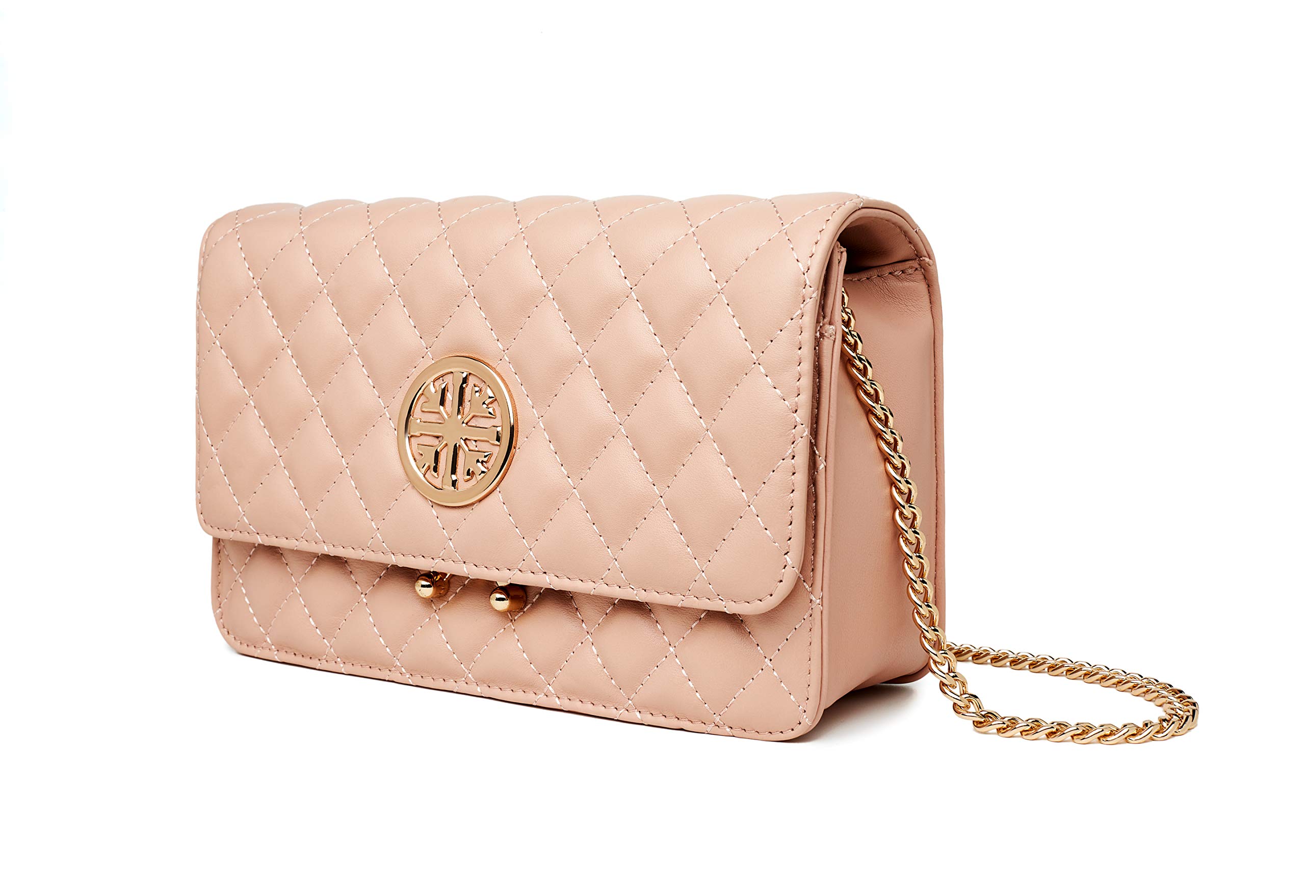 Chrysansmile Genuine Leather Quilted Crossbody Bag for Women - Stylish Shoulder Purse with Detachable Chain - Perfect for Work, Travel & Evening Out