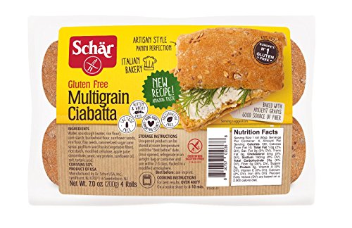 Schar Gluten Free Multigrain Ciabatta Rolls - 4 Pack (7 oz) - Case of 6 - Perfect for Sandwiches, Burgers & Dinner Rolls - Vegan & Allergy Friendly Bread
