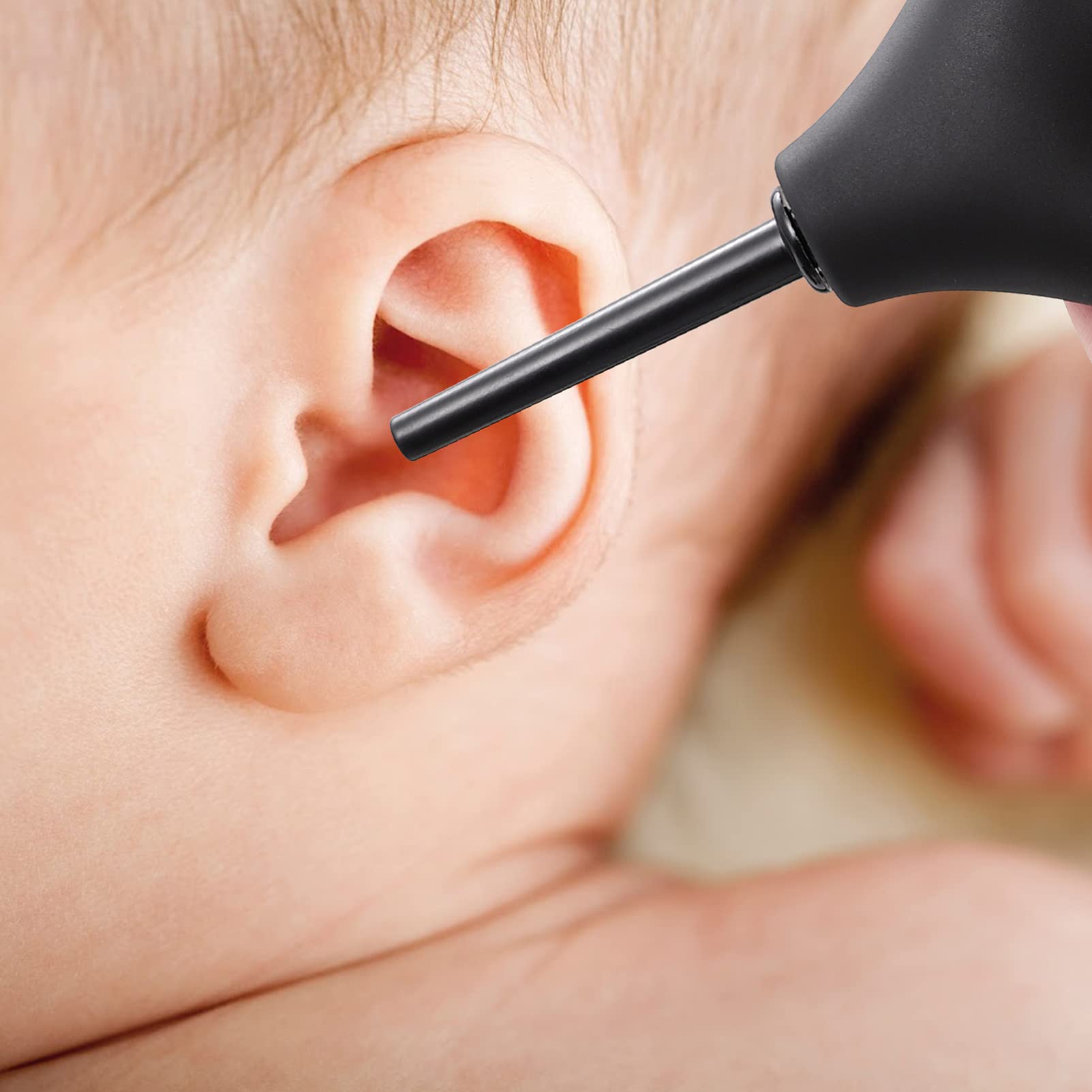 Healifty 224ml Rubber Ear Syringe Bulb for Ear Wax Removal - Gentle Ear Cleaning Tool for Infants & Adults (Black) - Perfect for Home Ear Care & Travel First Aid Kit