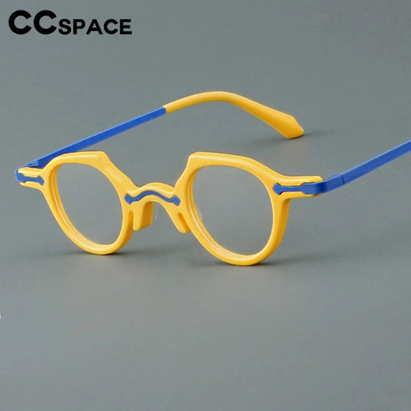 CCspace Women's Full Rim Irregular Round Acetate Eyeglasses Frame 302177 - Trendy Retro Glasses for Women, Fashionable Eyewear for Work, Reading & Daily Use