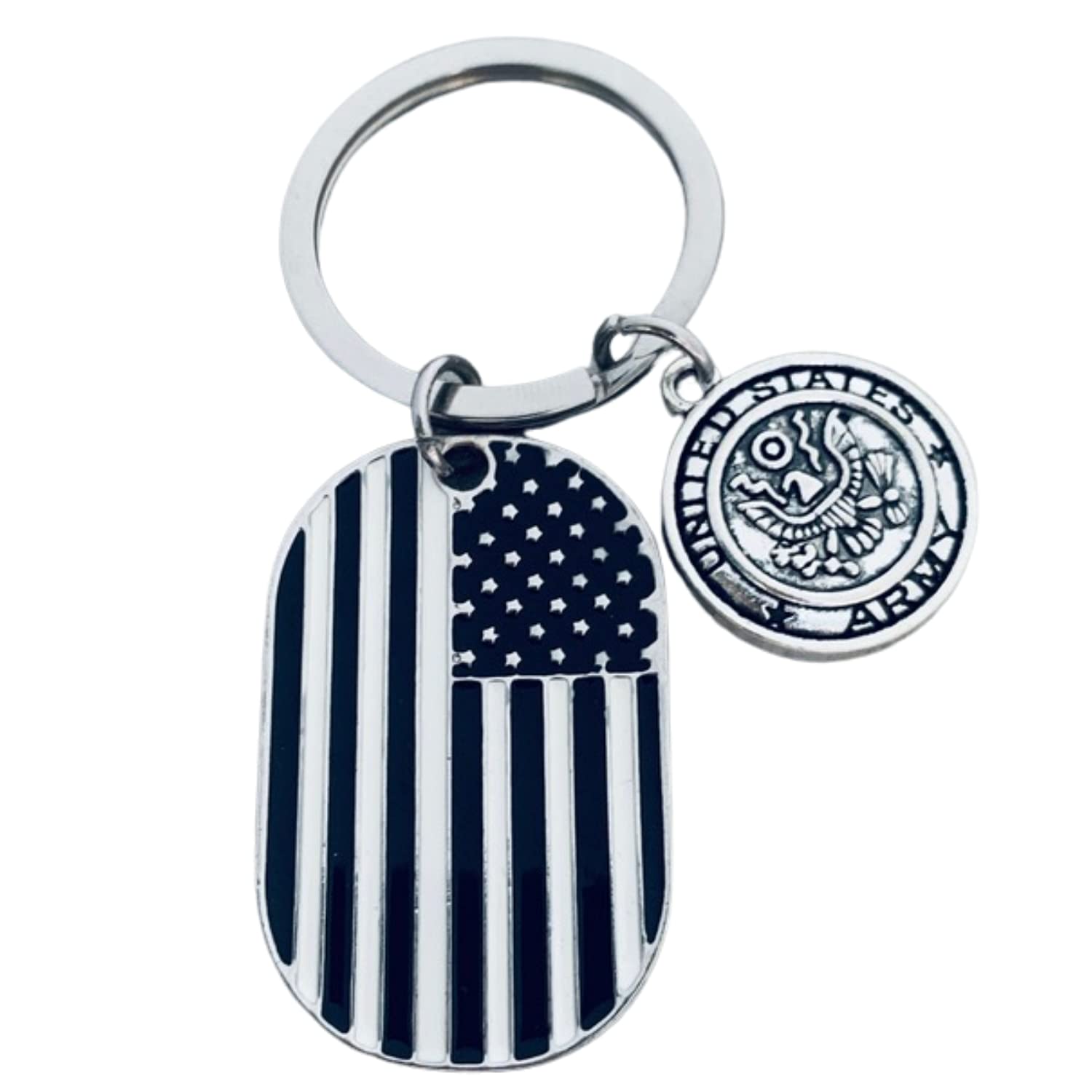 US Army Keychain - Military Gift for Men & Women - Patriotic American Flag Key Rings - Army Charm Keychain for Soldiers & Veterans - Perfect for Everyday Carry, Backpacks & Gifts