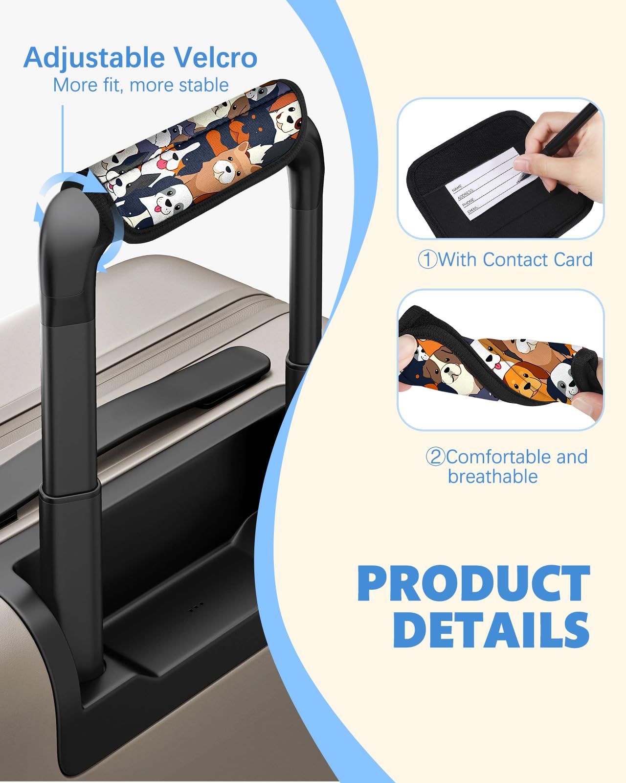 Slohif 5Pcs Luggage Handle Wrap - Bright Suitcase Identifier for Easy Travel Identification | Airport & Dog Travel Accessories
