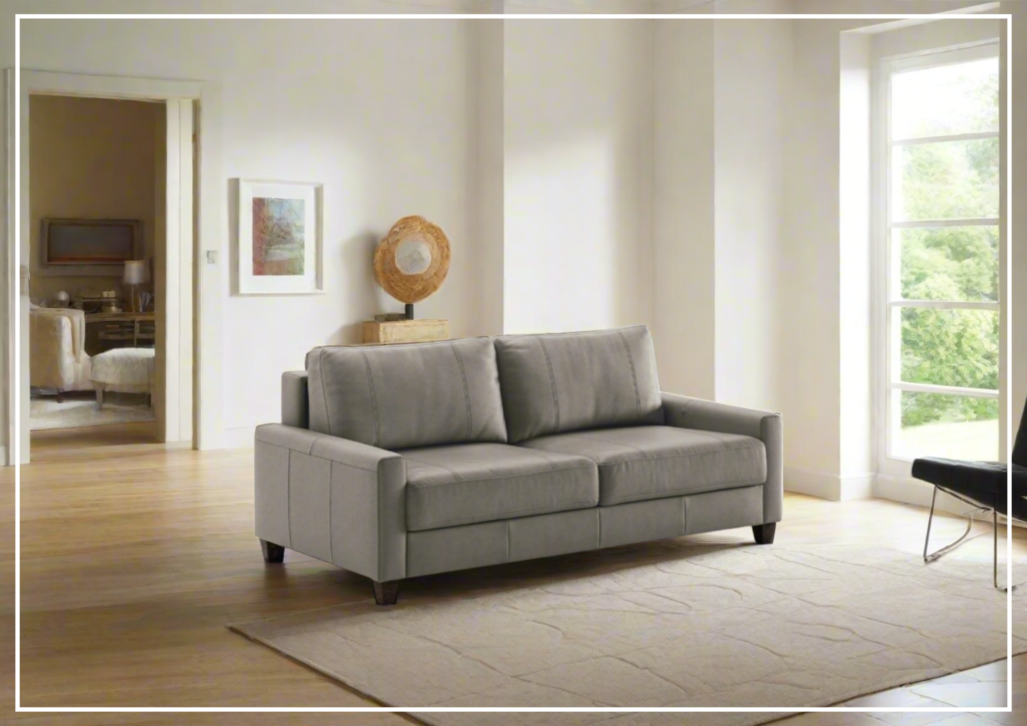 Luonto Nico Fabric Queen Sleeper Sofa with Nest Function - Convertible Sofa Bed with Walnut or Chrome Legs for Living Room, Guest Room & Small Spaces