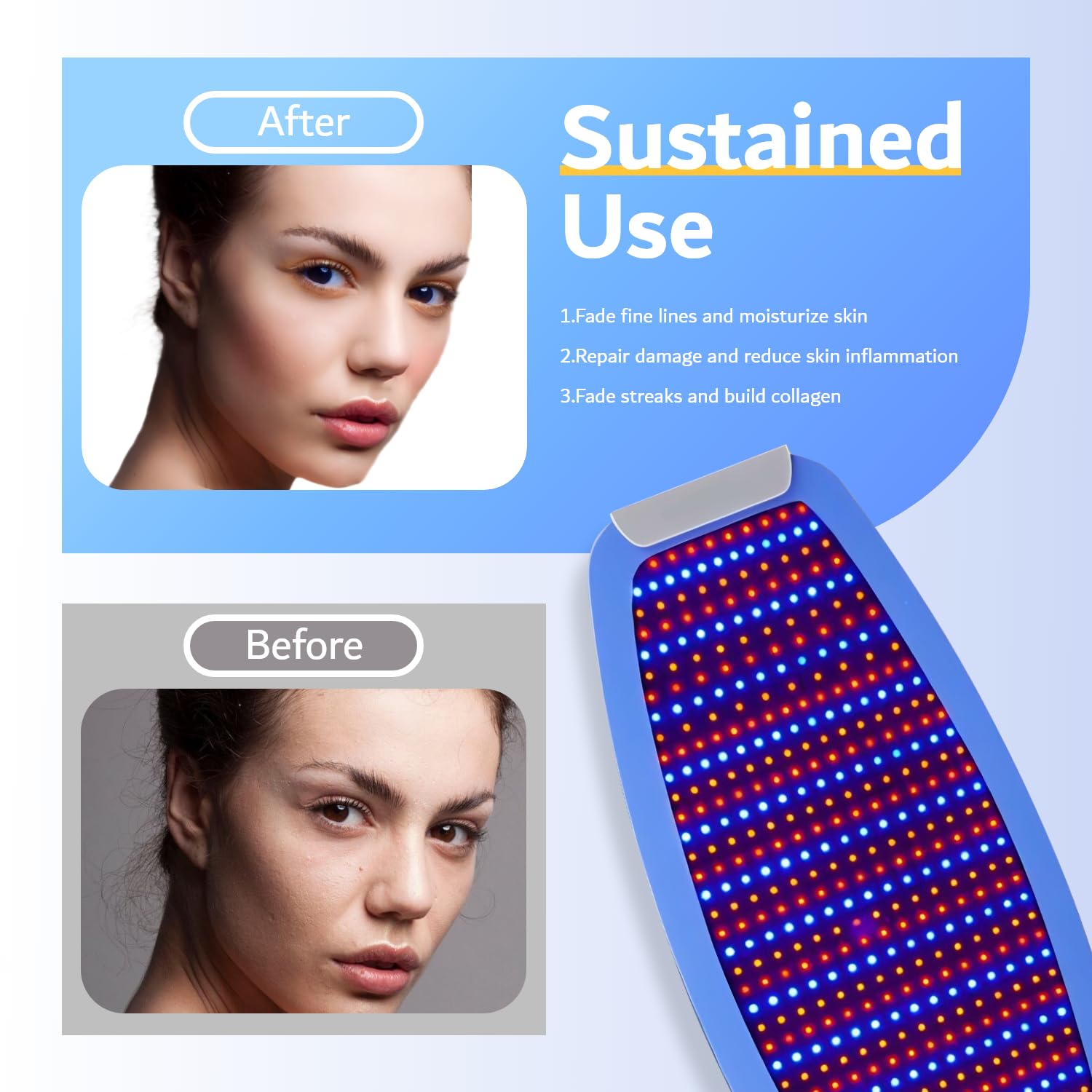 LED Light Therapy Mask for Face - Red, Blue & Near Infrared Light Therapy for Acne, Wrinkles & Skin Rejuvenation | At-Home PDT Facial Treatment for Glowing Skin | Perfect for Daily Skincare Routine & Spa Nights