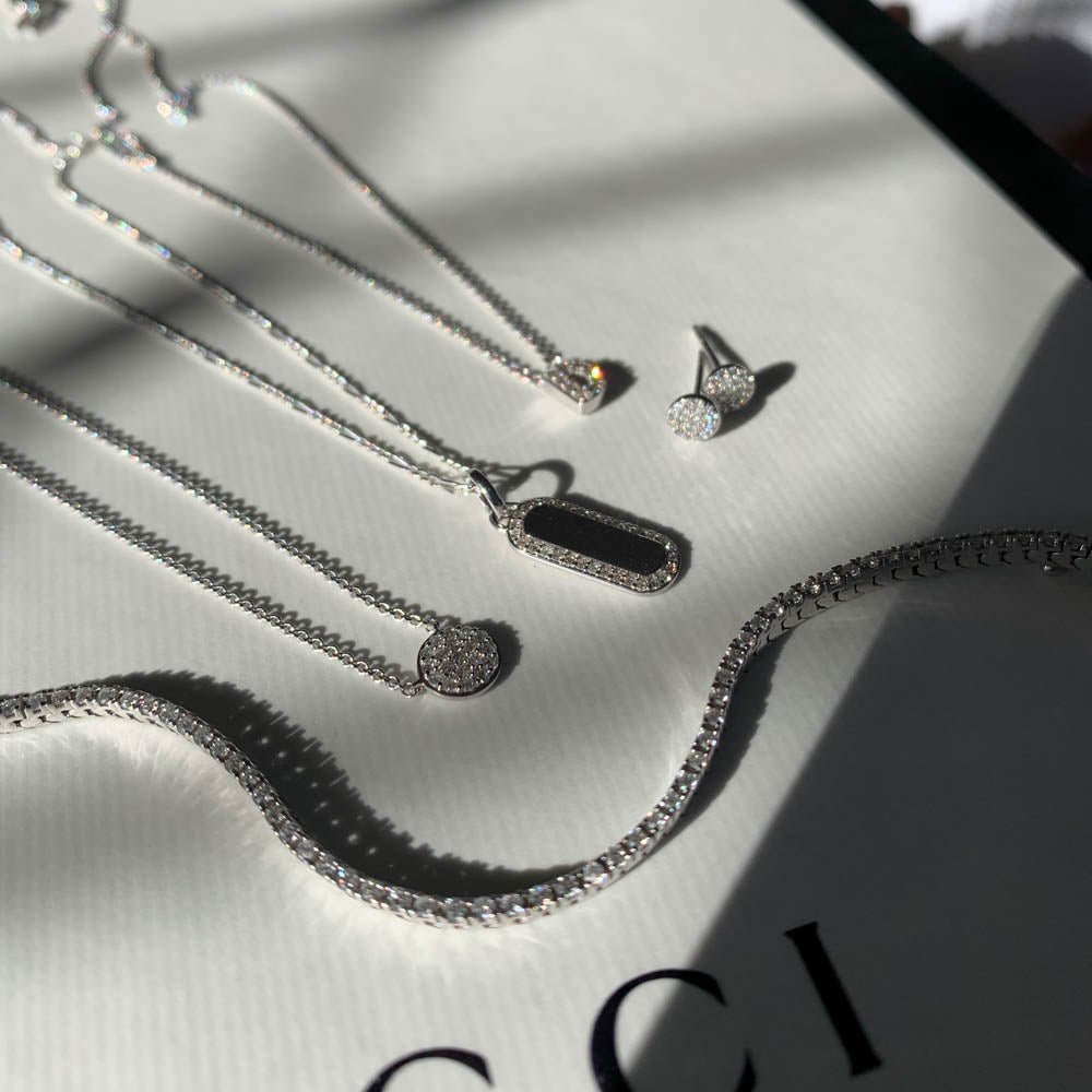 Elegant Diamond Bar Necklace in Sterling Silver - Perfect for Weddings, Anniversaries & Special Occasions