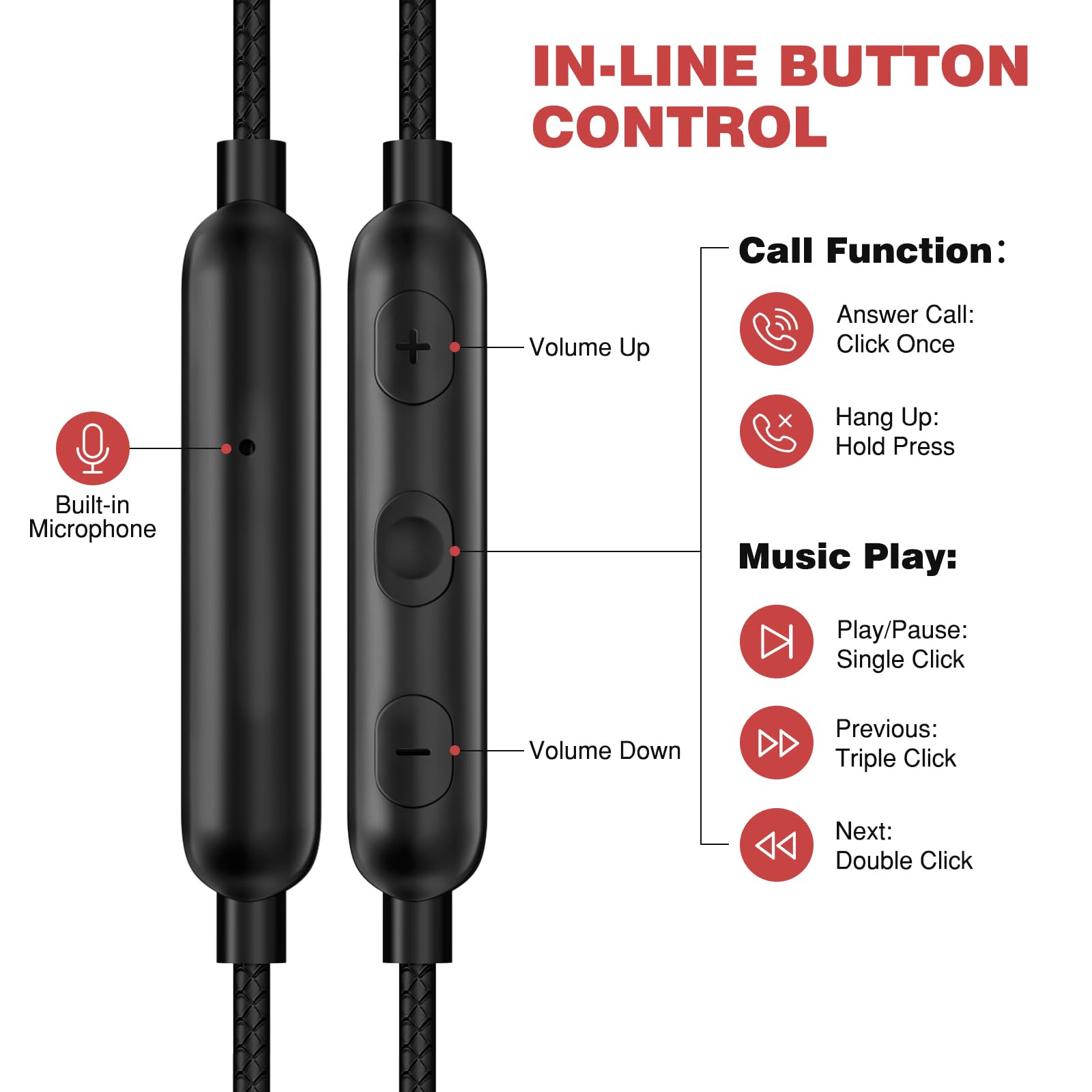 ASKUBSKU 3.5mm Wired Earbuds with Microphone - 5.9ft Tangle-Free Cord, Noise Cancelling Headphones, HiFi Stereo Sound & Volume Control - Perfect for Laptop, Chromebook, PC, Gaming & Office Work