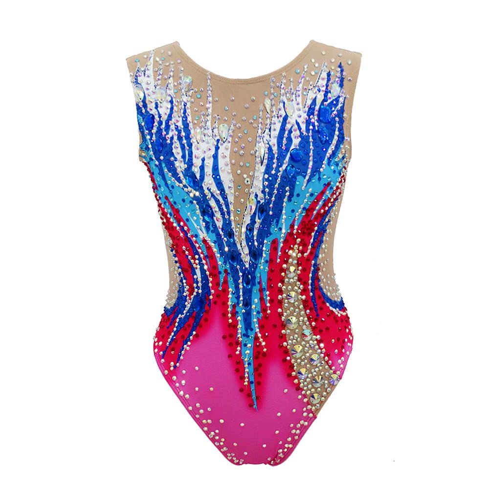 LIUHUO Girls Synchronized Swimming Suits - Crystal Competitive Gymnastics Leotards for Kids Training | Perfect for Swim Meets, Dance Performances & Water Ballet Practice