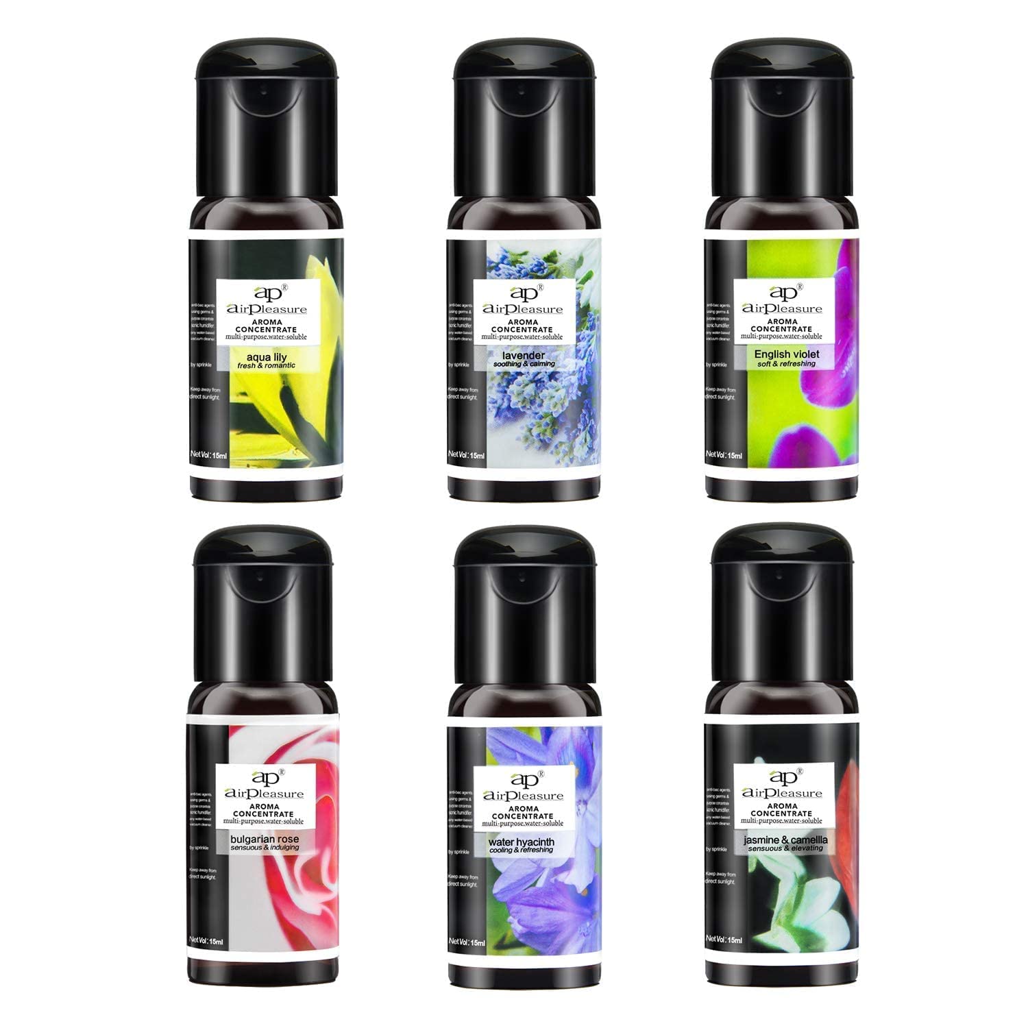 Water-Based Air Purifier & Revitalizer with 7 Color Changing LED Lights - Includes 7 Premium Essential Oils (Lavender, Aqua Lily, Bulgarian Rose, English Violet, Jasmine, Camellia, Water Hyacinth) - 15ml Each - Perfect for Home, Office, Bedroom & Spa Relaxation