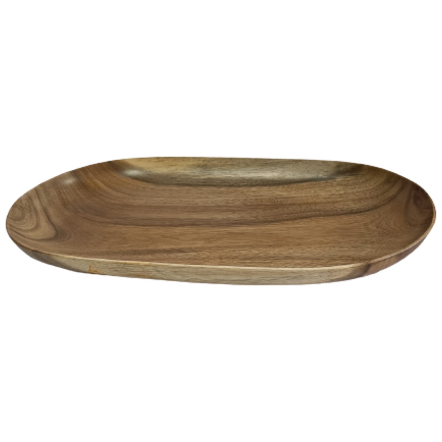 Acacia Wood Serving Tray - 13x6.5 Inch Oval Wooden Tray for Snacks, Dry Fruits, Candy & Beverages | Rustic Brown Kitchen Serveware | Perfect for Coffee Table, Breakfast in Bed & Party Serving