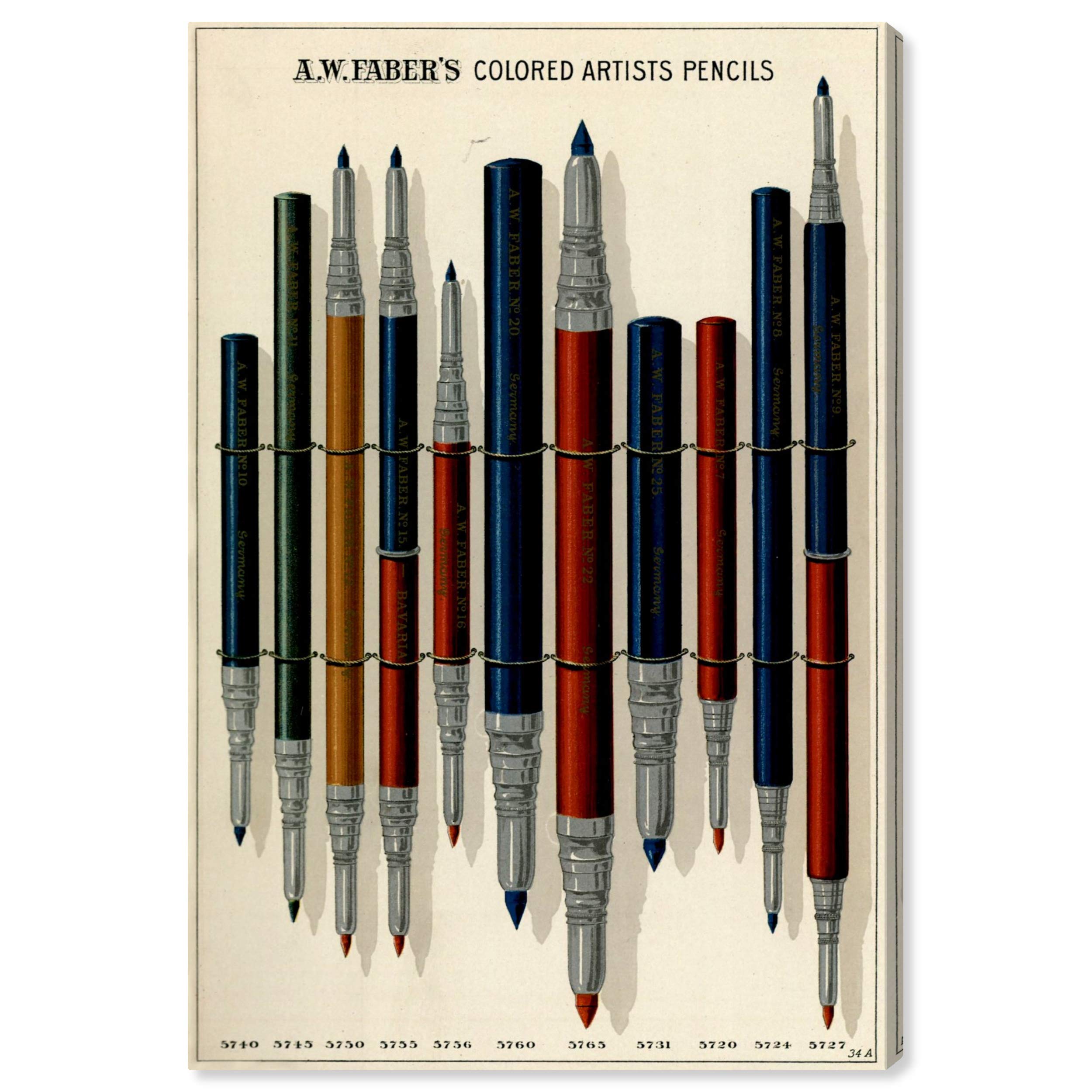 Oliver Gal Artist Co. 'Colored Pencils' Education Wall Art Canvas Print - 30x45 Inch Brown & White Home Decor for Classroom, Office & Nursery