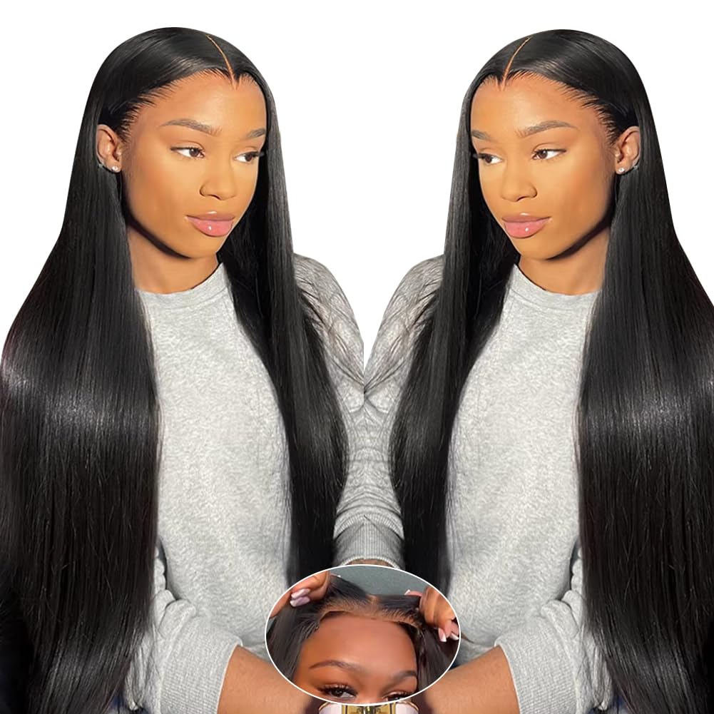 210 Density 6X4 Glueless Human Hair Wigs - 100% Brazilian Virgin Hair with HD Lace Closure | Pre Plucked & Pre Cut Straight Wigs for Black Women | Middle Part 26 Inch | Perfect for Daily Wear, Parties & Special Occasions