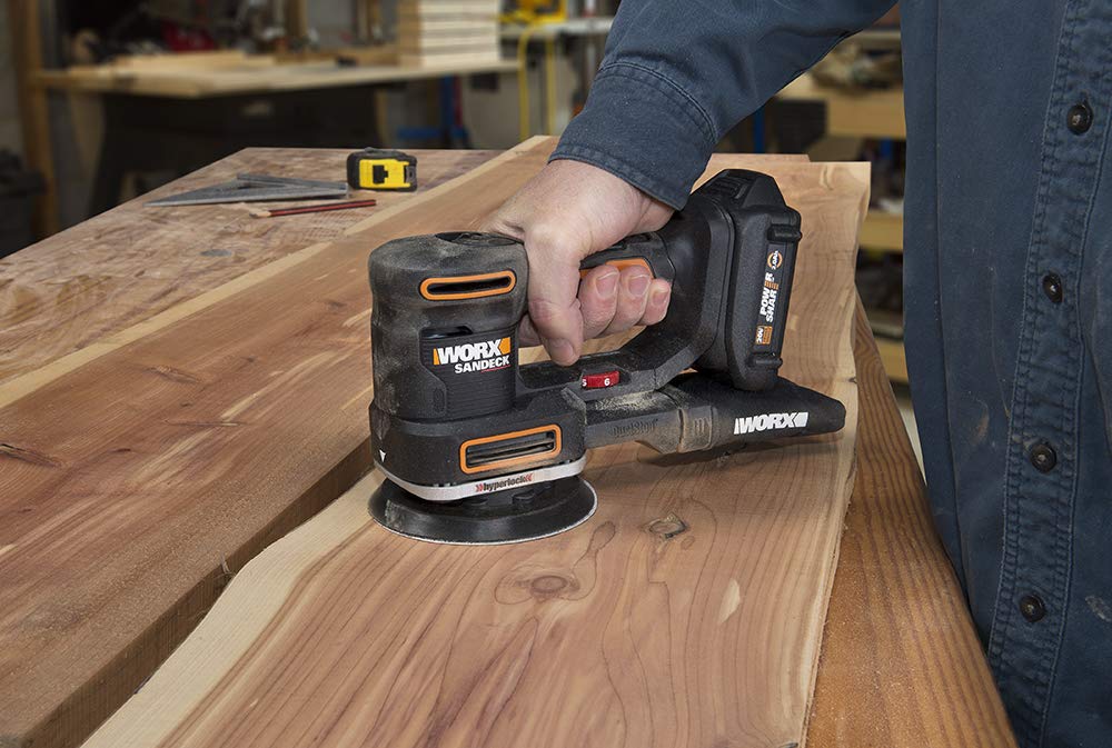 WORX 20V Cordless Random Orbital Sander - 5-in-1 Multi-Sander with Battery & Charger (WX820L) - Perfect for Woodworking, Sanding Furniture, DIY Projects & Home Renovation