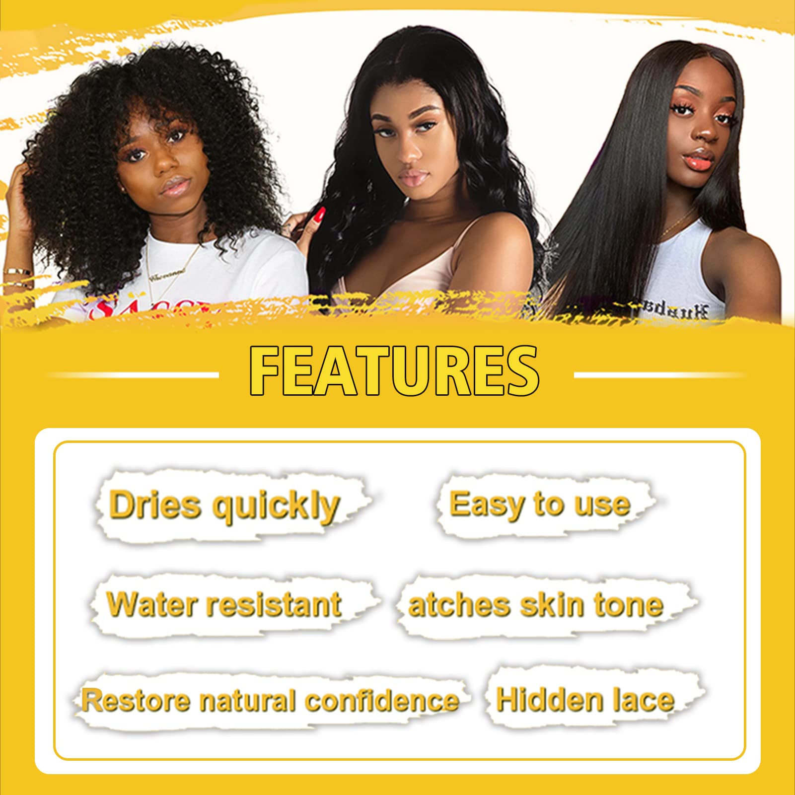 Women's Lace Tint Melting Mousse for Toupees, Hairpieces & Wigs - Natural Finishing Color with Wig Glue & Tool Set (Light Brown) | Perfect for Daily Styling, Cosplay & Hair Extensions