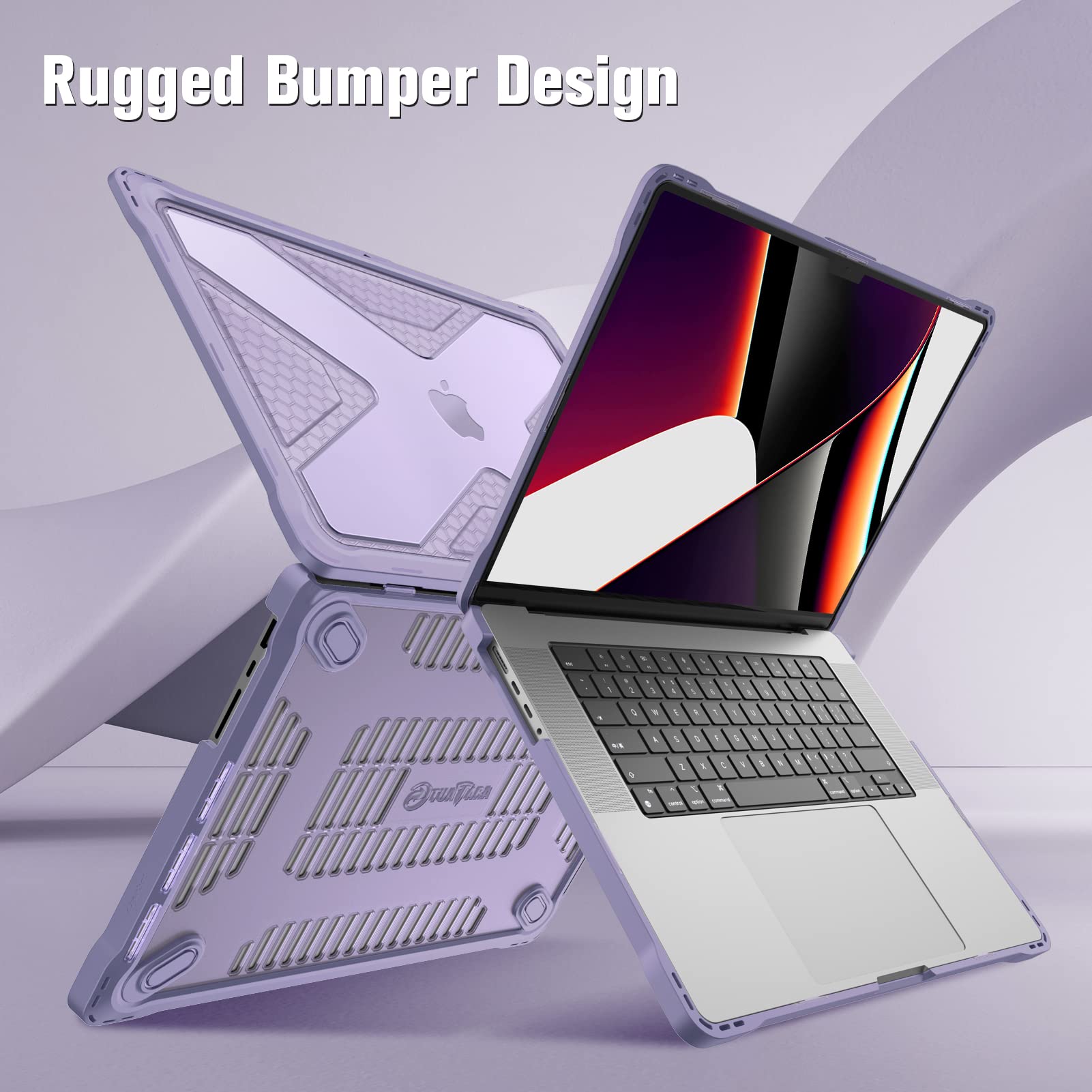 Fintie Rugged Hard Shell Case for MacBook Pro 16 Inch (2021-2024 Models A2485/A2780/A2991/A3186/A3403) - Shockproof TPU Bumper Cover Compatible with M1/M2/M3/M4 Pro/Max Chip - Protective Laptop Case for Travel, Work & School - Lilac Color