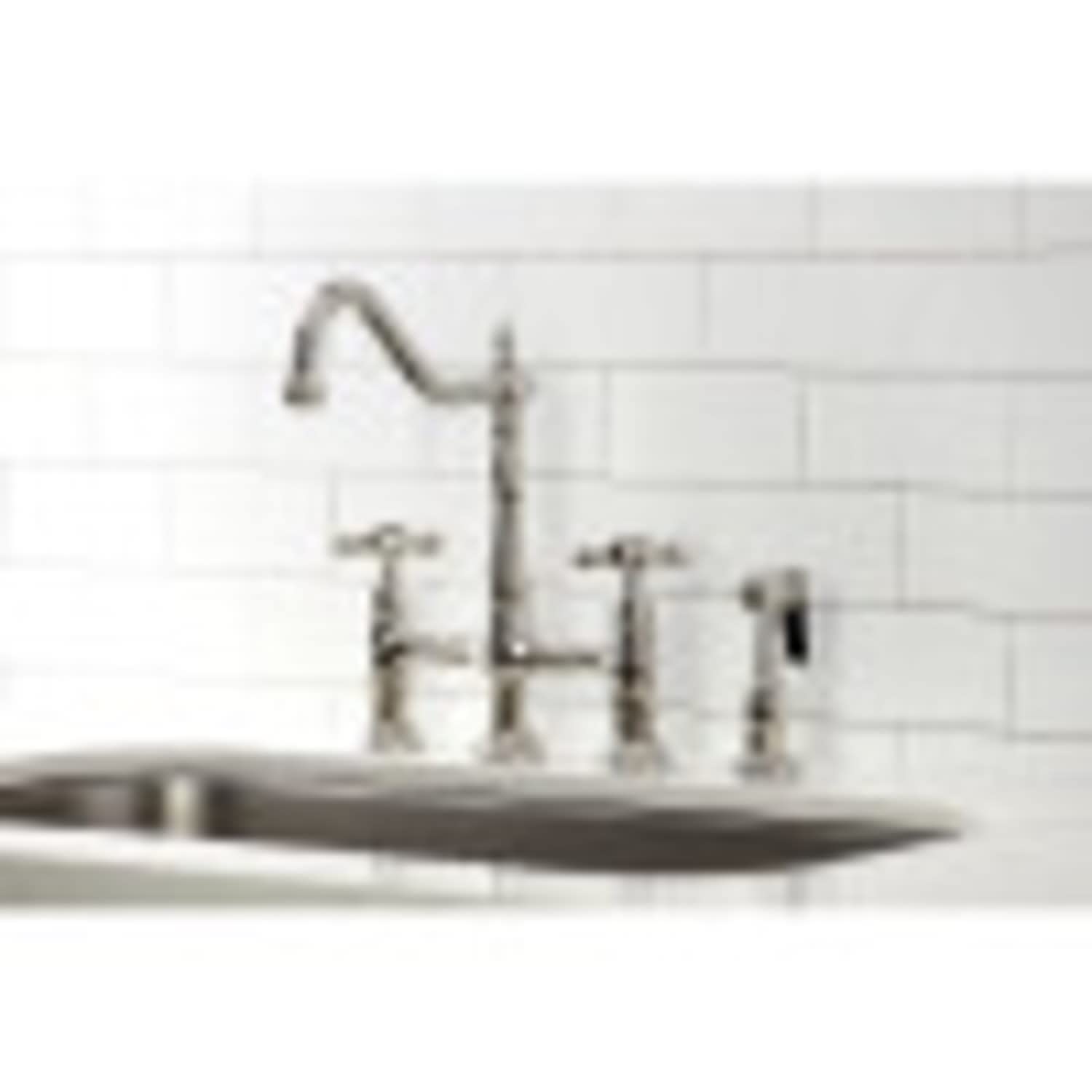 Kingston Brass Heritage 8-Inch Center Kitchen Faucet with Side Sprayer - High Arc Pull-Out Sprayer for Modern Kitchen Sink, Perfect for Washing Dishes and Filling Pots