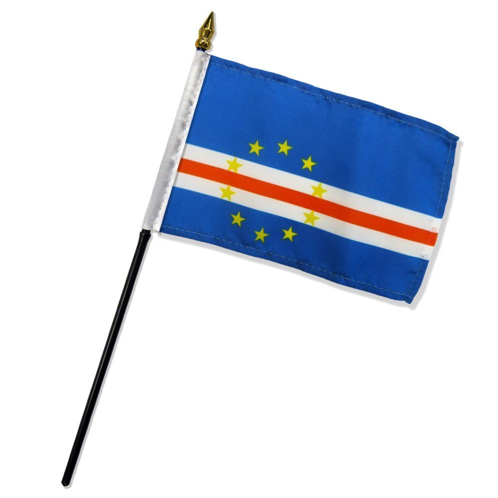 4x6 Inch Cape Verde Desk Stick Flags - Set of 3 Mini Handheld Flags Without Base | Perfect for Office Decor, School Projects & International Events