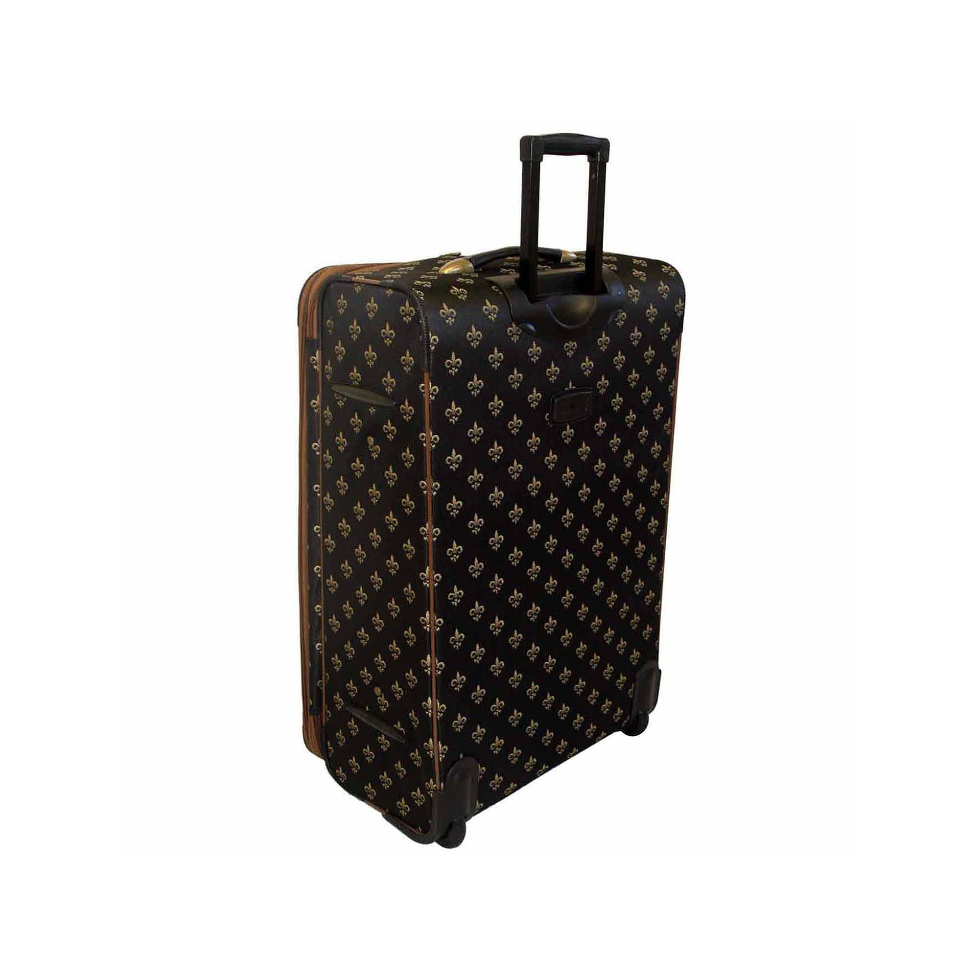 American Flyer AF001 Long Lat AF 4-Piece Fleur De Lis Luggage Set in Black - Perfect for International Travel, Family Vacations & Business Trips