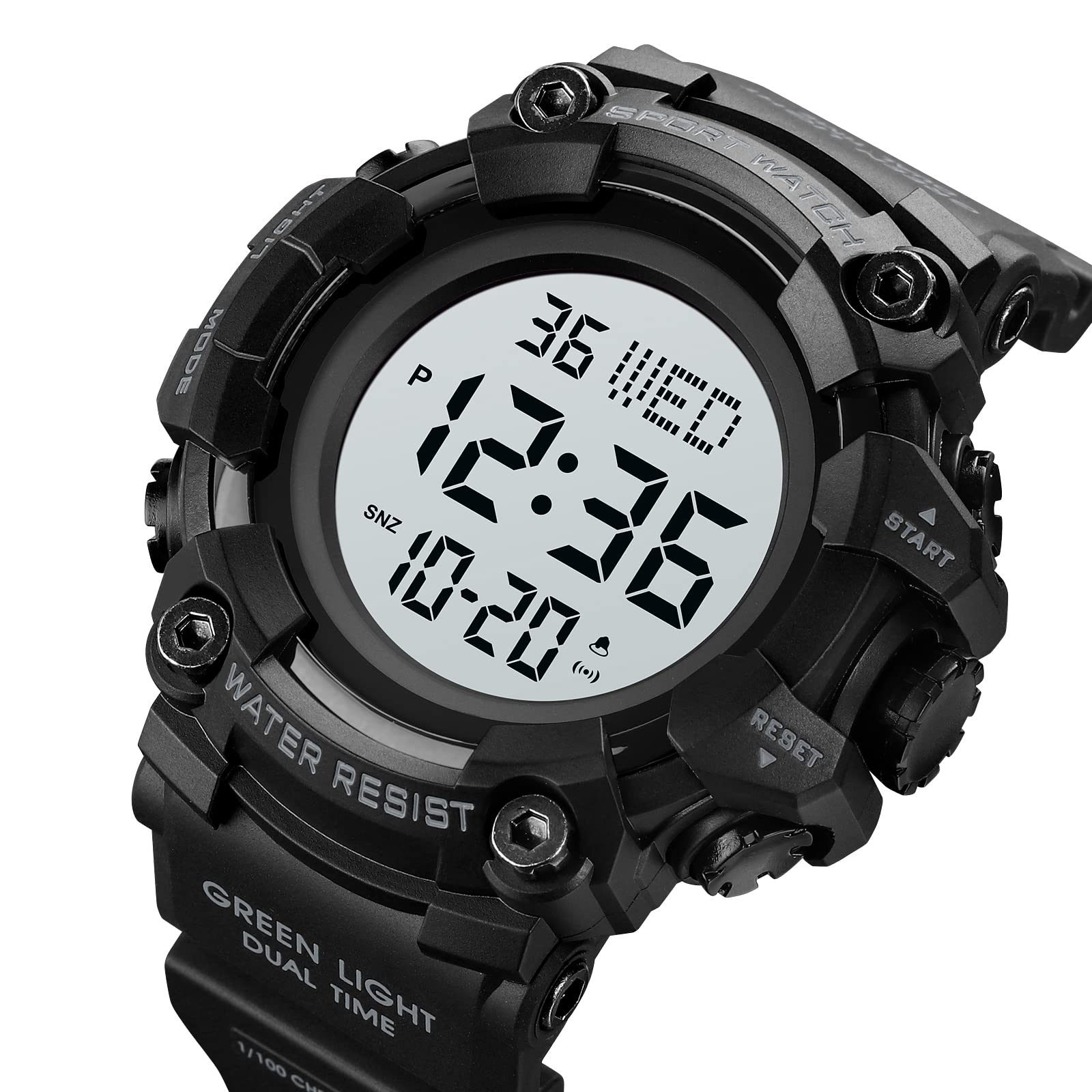 Gosasa Men's Sports Watch - Waterproof Digital LED Stopwatch with Countdown, 12/24 Hour Display | Perfect for Running, Gym Workouts & Outdoor Activities