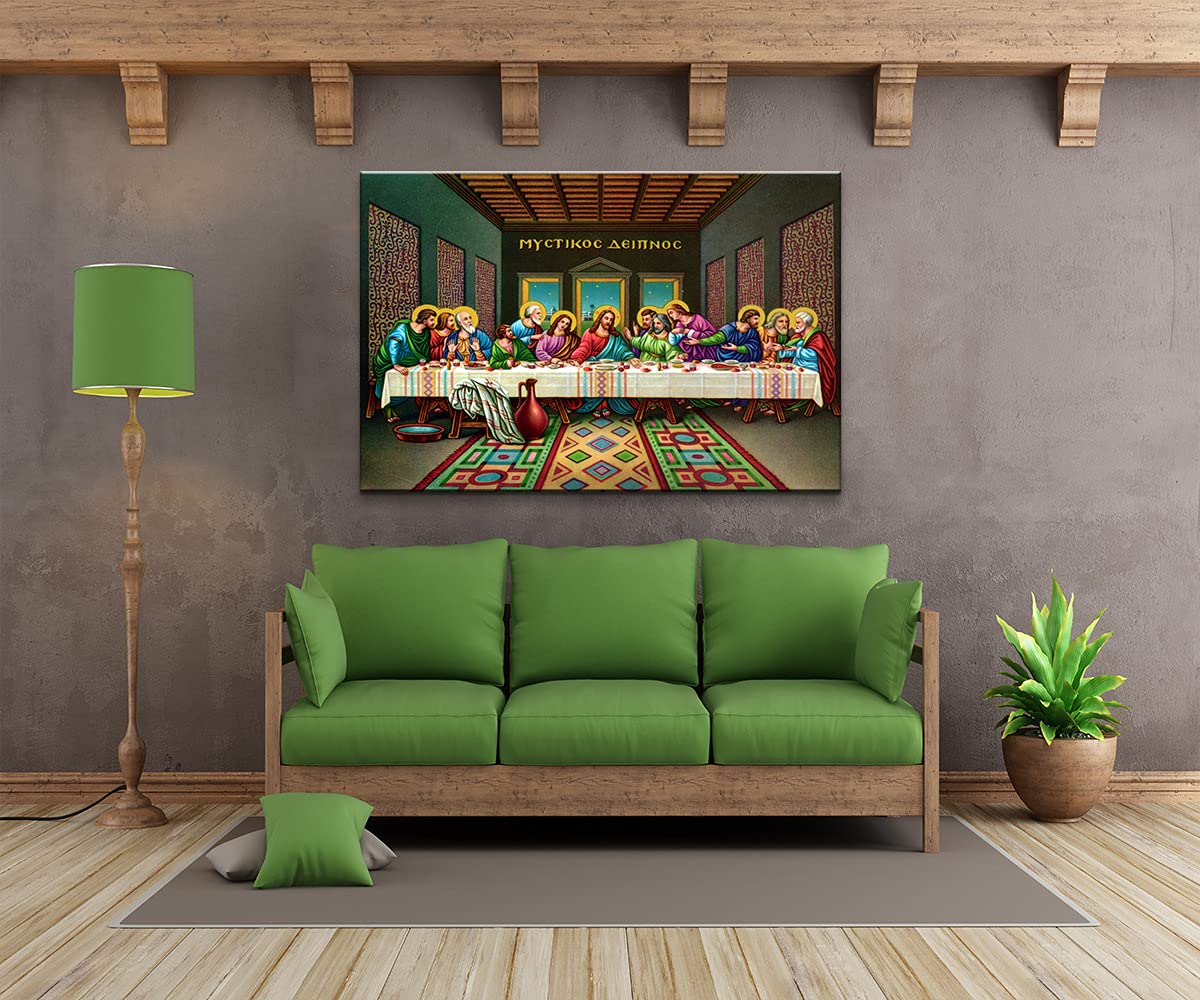 Leonardo Da Vinci The Last Supper Wall Art - Religious Jesus Christ Painting for Home Decor (28x40 Inches) | Perfect for Dining Room, Church & Christian Gift Giving