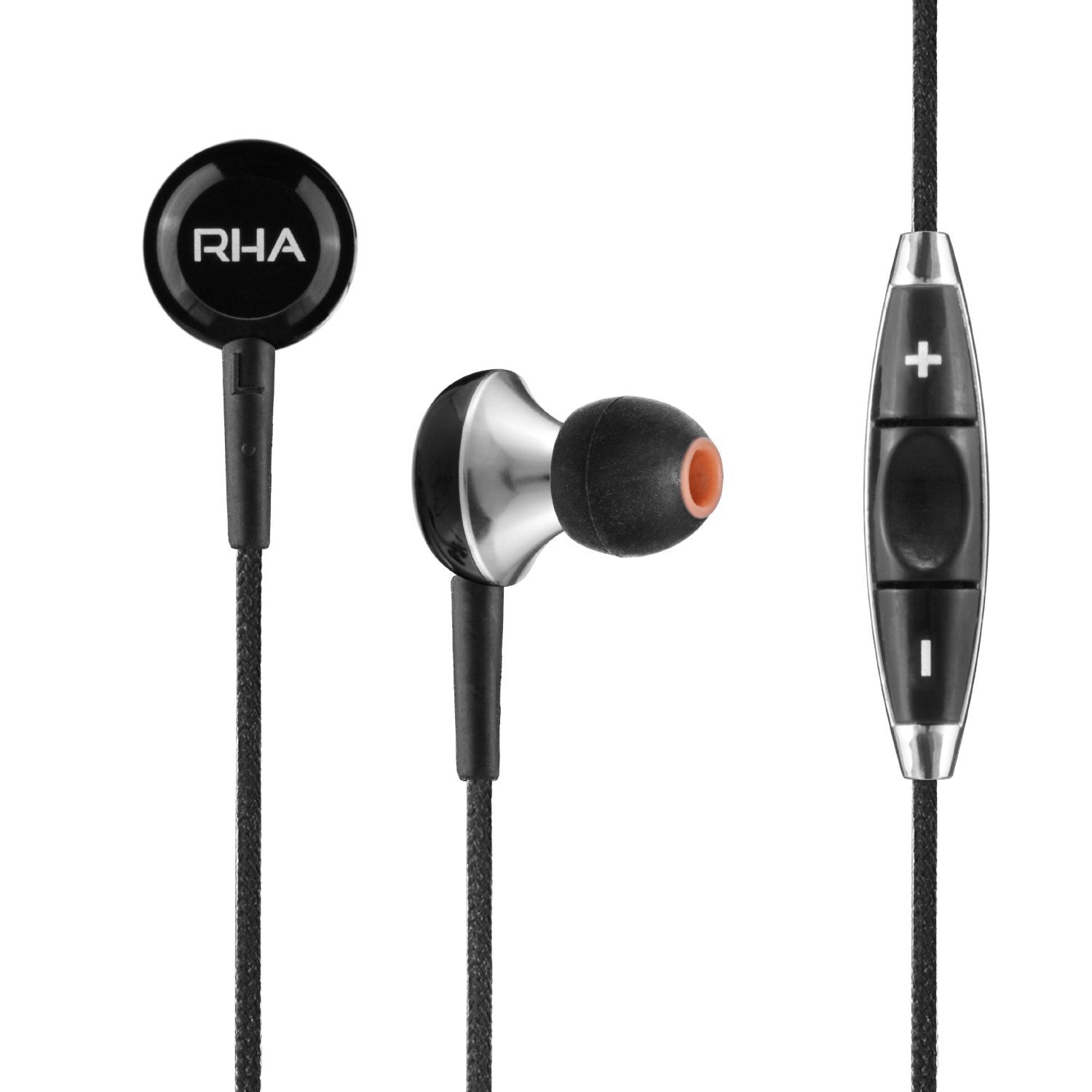 RHA MA450i Black Noise Isolating In-Ear Earphones with Remote & Mic - Perfect for Commuting, Workouts & Travel