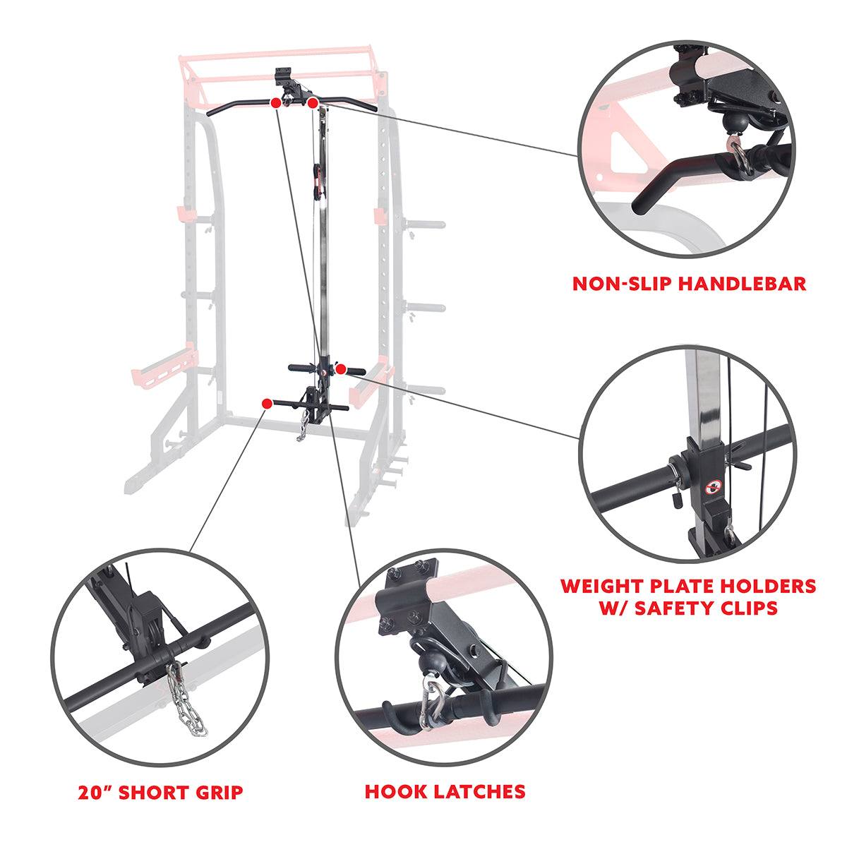 Sunny Strength™ Stretch Training Machine - Lat Pulldown Pulley System Attachment for Power Racks | Home Gym Equipment for Strength Training & Back Exercises | Perfect for Fitness Enthusiasts & CrossFit Workouts