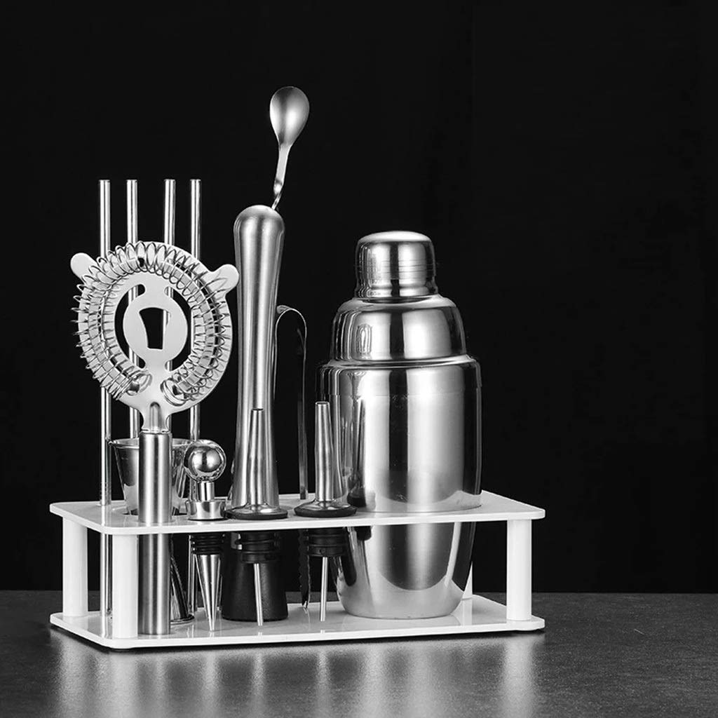 Premium Stainless Steel Cocktail Shaker Set - 18/8 Bartender Kit with 3-Piece Mixing Tins, Jigger & Strainer - Professional Barware for Home & Cocktail Parties - Perfect for Mojitos, Margaritas & Martini Making