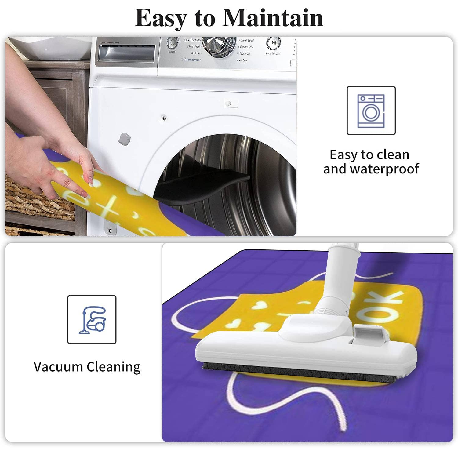 Cute Cartoon Style Kitchen Rugs Set - Non-Slip Washable Kitchen Runner with Apron & 'Let's Cook' Lettering - Perfect for Floor Mats, Doormats, Bath Rugs & Comfortable Standing Decor - Ideal for Kitchens, Entryways & Laundry Rooms