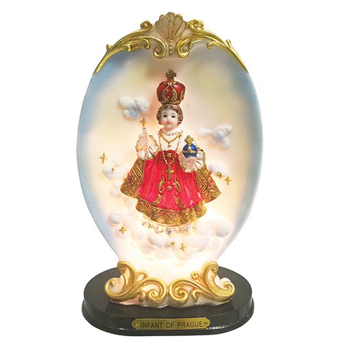 8.4 Inch Infant of Prague Statue with LED Light - Religious Home Decor, Catholic Gift, Prayer Room Accent - Perfect for Church Altars, Home Shrines, and Meditation Spaces