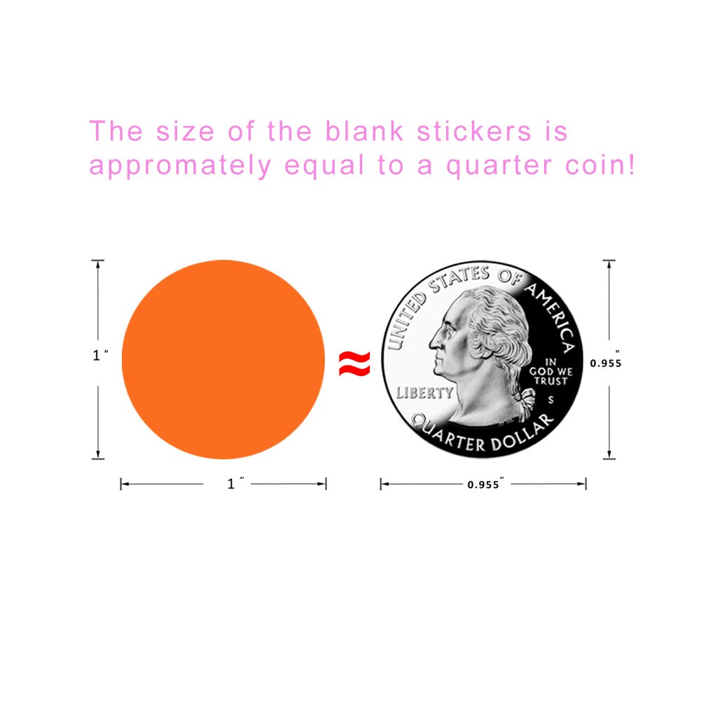 1 Inch Round Color Coding Labels - 1000pcs Blank Permanent Adhesive Dots for Garage Sales, Yard Sales & Organizing - Glossy Writable Price Stickers for Retail, Storage & Office Use