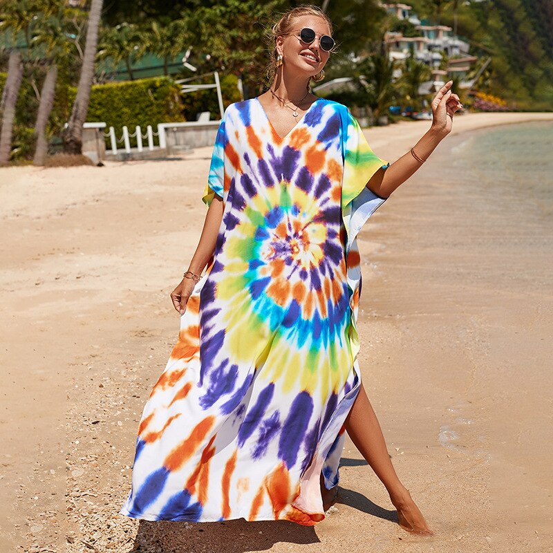 Bohemian Beach Dresses & Kaftans - Flowy Bikini Cover Ups, Maxi Robe for Women | Elegant Swimwear Coverup for Pool, Vacation & Summer Outfits
