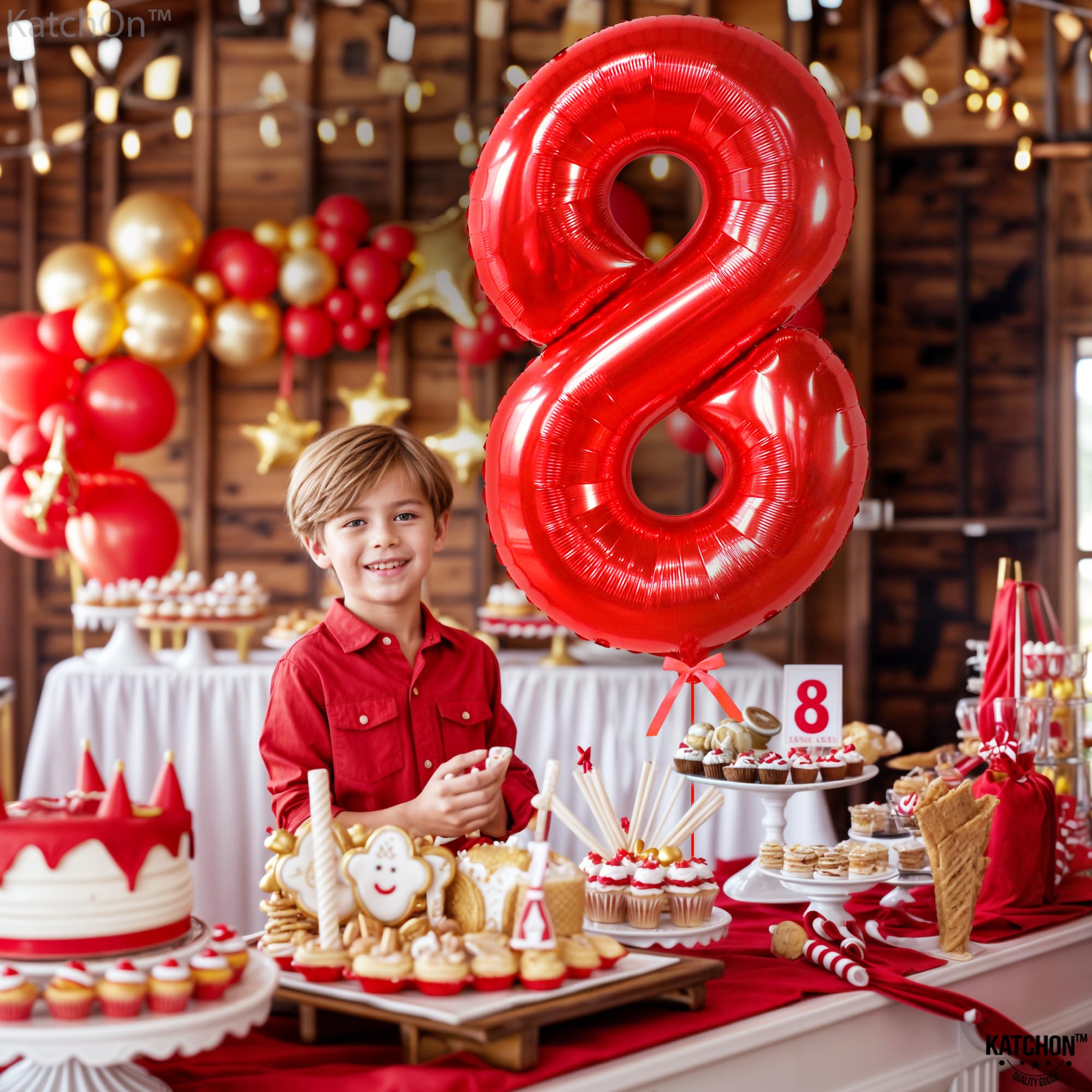 KatchOn 40 Inch Giant Red Number 8 Birthday Balloon - 8th Birthday Party Decorations for Boys & Girls | Perfect for Birthday Parties, Photo Backdrops & Milestone Celebrations