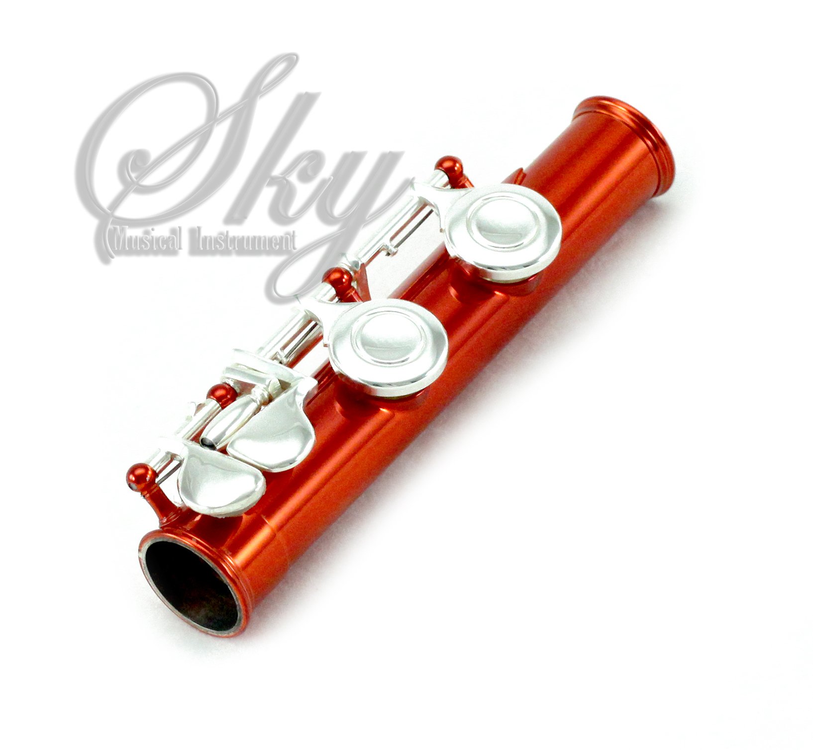Professional Sky C Flute with Lightweight Case - Includes Cleaning Rod, Cloth, Joint Grease & Screwdriver (Red/Silver Closed Hole) - Perfect for Beginners, Students & Performers - Ideal for School Bands, Concerts & Practice Sessions