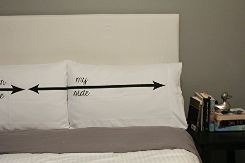My Side Your Side Couples Pillowcases - His & Her Side Sleeping Pillow Cases for Couples Gifts (Standard/Queen Size, 2 Pack) - Perfect for Romantic Bedroom Decor and Anniversary Gifts