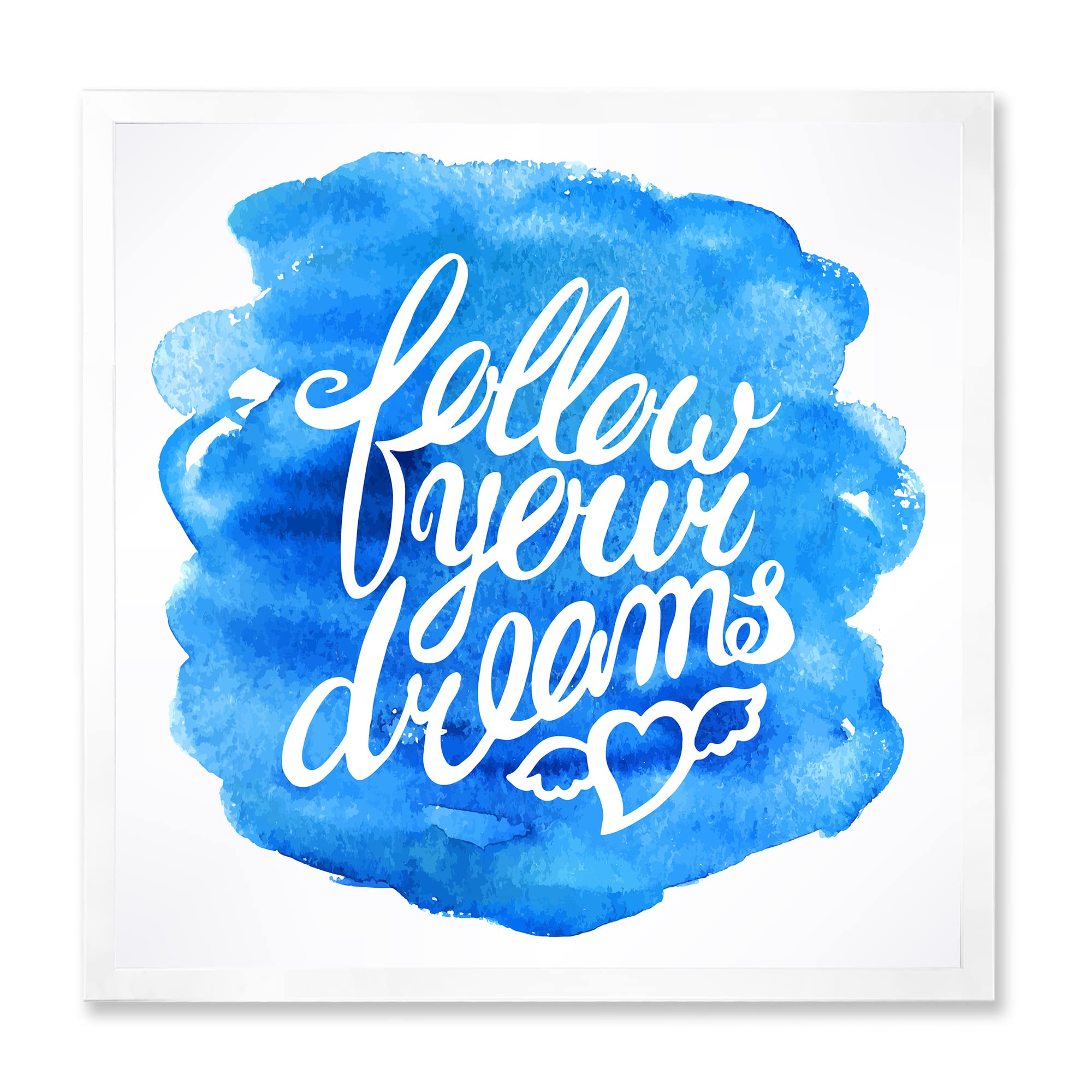 DesignQ Follow Your Dreams Modern Framed Wall Art - Inspirational Home Decor for Living Room, Bedroom & Office
