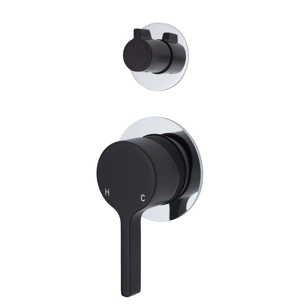 Fienza Sansa Small Round Wall-Mounted Bathroom Faucet - Matte Black Finish for Modern Sink and Vanity Decor