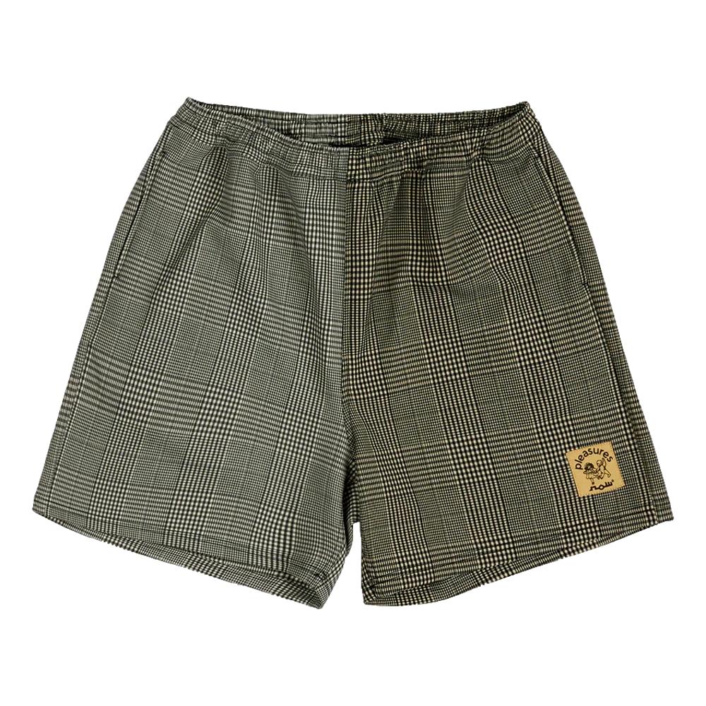 PLEASURES CHASE PLAID SHORTS for Men - Black Tartan Pattern Casual Shorts | Perfect for Summer, Beach, and Outdoor Activities