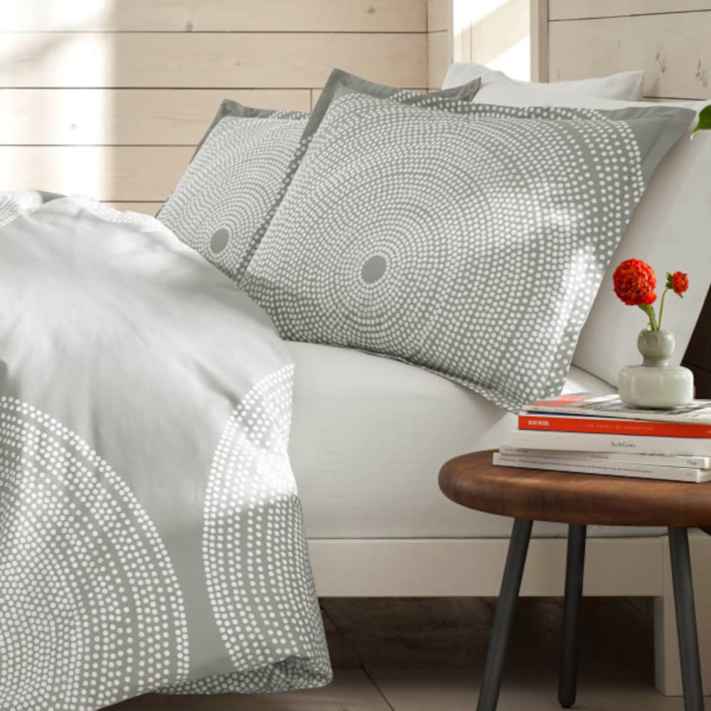 MARIMEKKO King Comforter Set - 100% Cotton Percale Bedding with Matching Shams, Medium Weight Duvet Cover for Luxury Bedroom Decor (Fokus Grey, King Size) | Perfect for Master Bedrooms, Guest Rooms & Cozy Home Styling