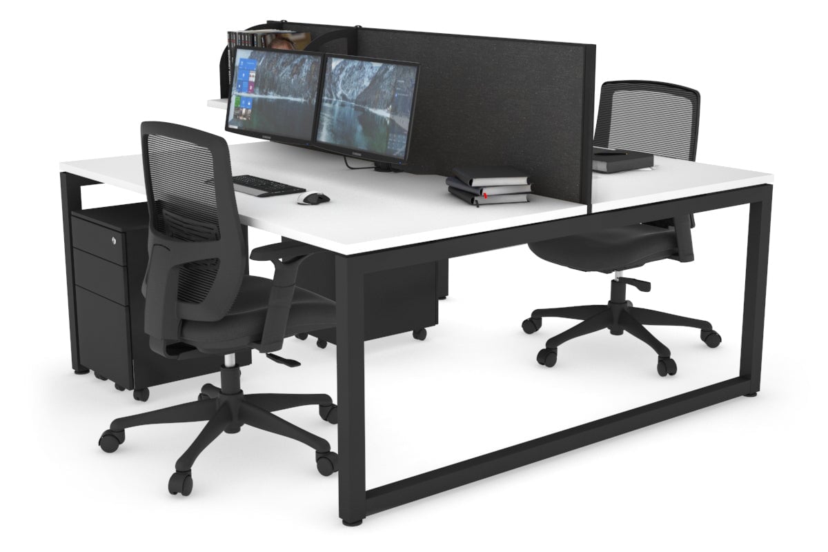Quadro Loop Legs 2 Person Office Workstation Desk - 1400L x 800W with Cable Management Scallop | Modern Shared Workspace Solution for Home & Office