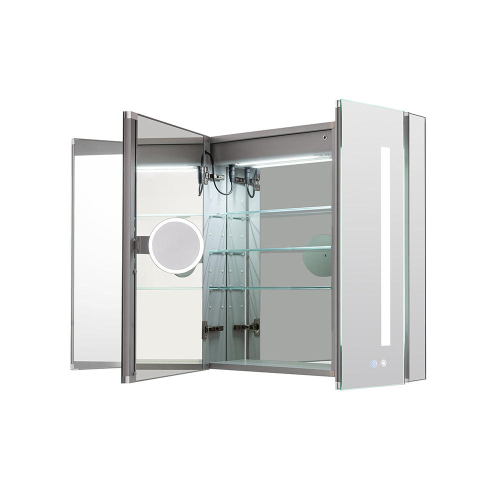 Aquadom Signature Royale 40x30 Inch LED Lighted Triple Door Bathroom Medicine Cabinet - Perfect for Modern Home, Spa & Hotel Vanity Organization