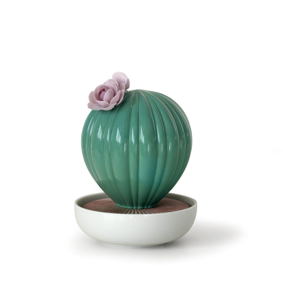 LLADRÓ Ferocactus Cactus Aroma Diffuser - Tropical Blossoms Scented Porcelain Essential Oil Diffuser for Home, Office & Spa Decor | Relaxing Fragrance Dispenser for Aromatherapy