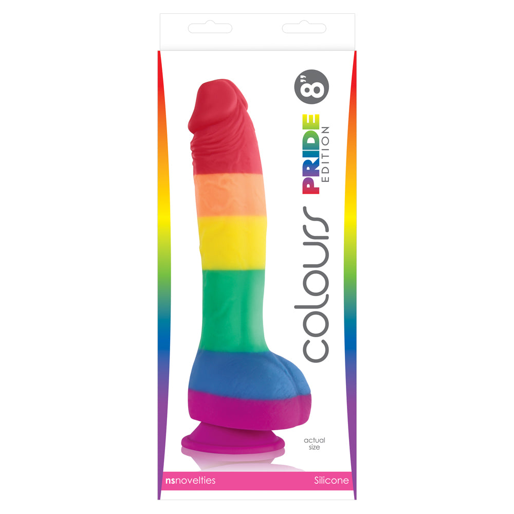 Colours Pride Edition 8 Inch Dildo - Firm Silicone Adult Toy for LGBTQ+ Pleasure | Perfect for Solo Play & Couples' Intimate Moments